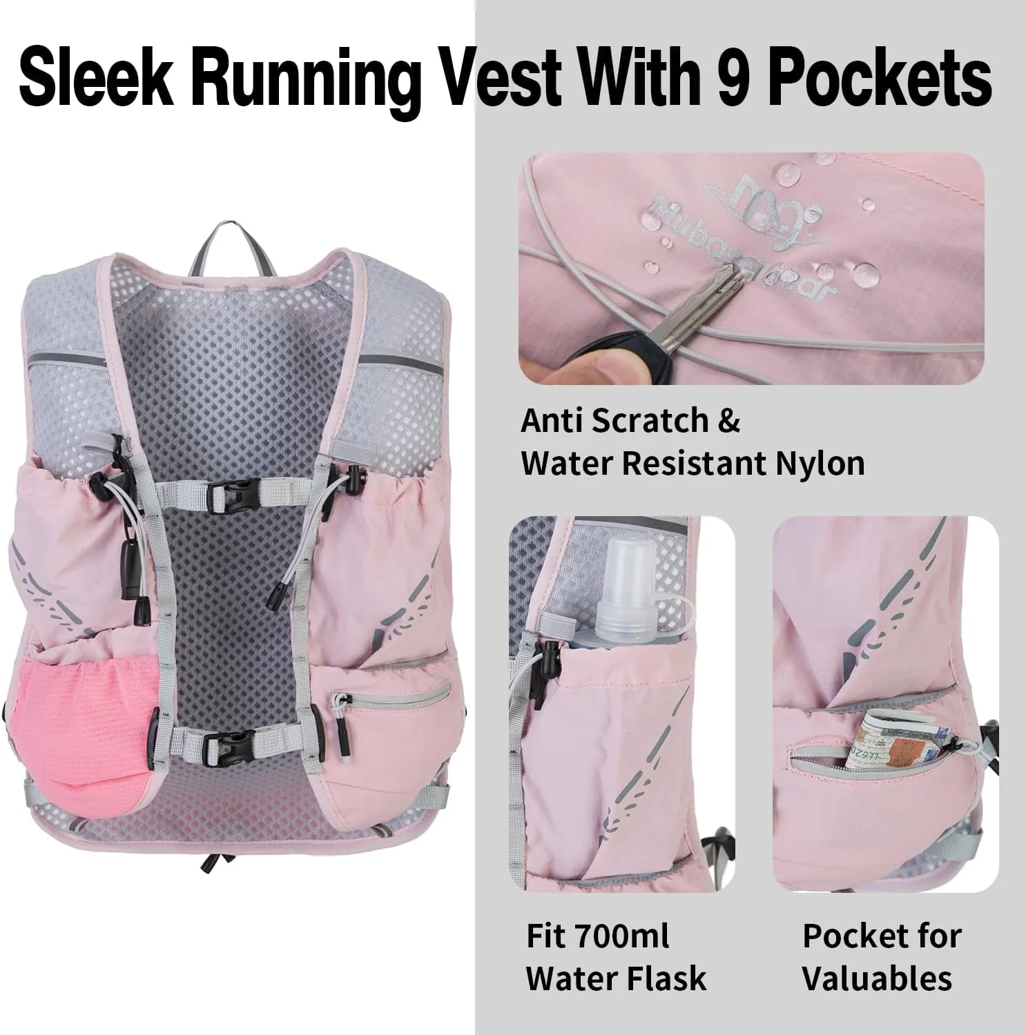 جلیقه سبک وزن مخصوص دویدن برای زنان و مردان، کوله پشتی هیدراتاسیون با کیسه آب 1.5 لیتری، لوازم جانبی دویدن برای پیاده روی، ماراتن، دوچرخه سواری در مسیر