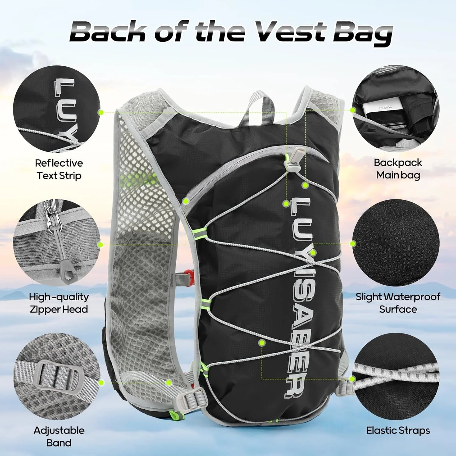 کوله پشتی دویدن، جلیقه سبک وزن زنانه، جلیقه آبرسانی با سطح مقاوم در برابر پاشش آب برای دوچرخه سواری در فضای باز، ماراتن، اسکی، کمپینگ، صخره نوردی بدون در نظر گرفتن جنسیت