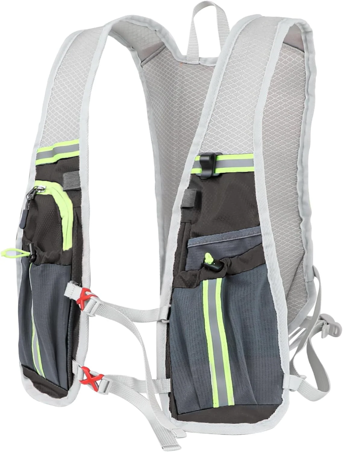 جلیقه آبرسانی مخصوص دویدن، کوله پشتی سبک وزن آبرسانی مخصوص دویدن، جلیقه آبرسانی بازتابنده با جیب های متعدد، کوله پشتی قابل تنظیم و تنفسی برای دویدن، دوچرخه سواری، کوهنوردی