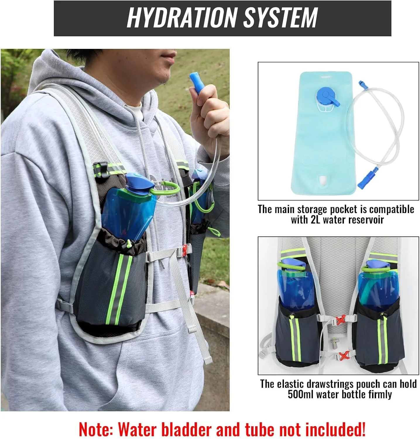 جلیقه آبرسانی مخصوص دویدن، کوله پشتی سبک وزن آبرسانی مخصوص دویدن، جلیقه آبرسانی بازتابنده با جیب های متعدد، کوله پشتی قابل تنظیم و تنفسی برای دویدن، دوچرخه سواری، کوهنوردی