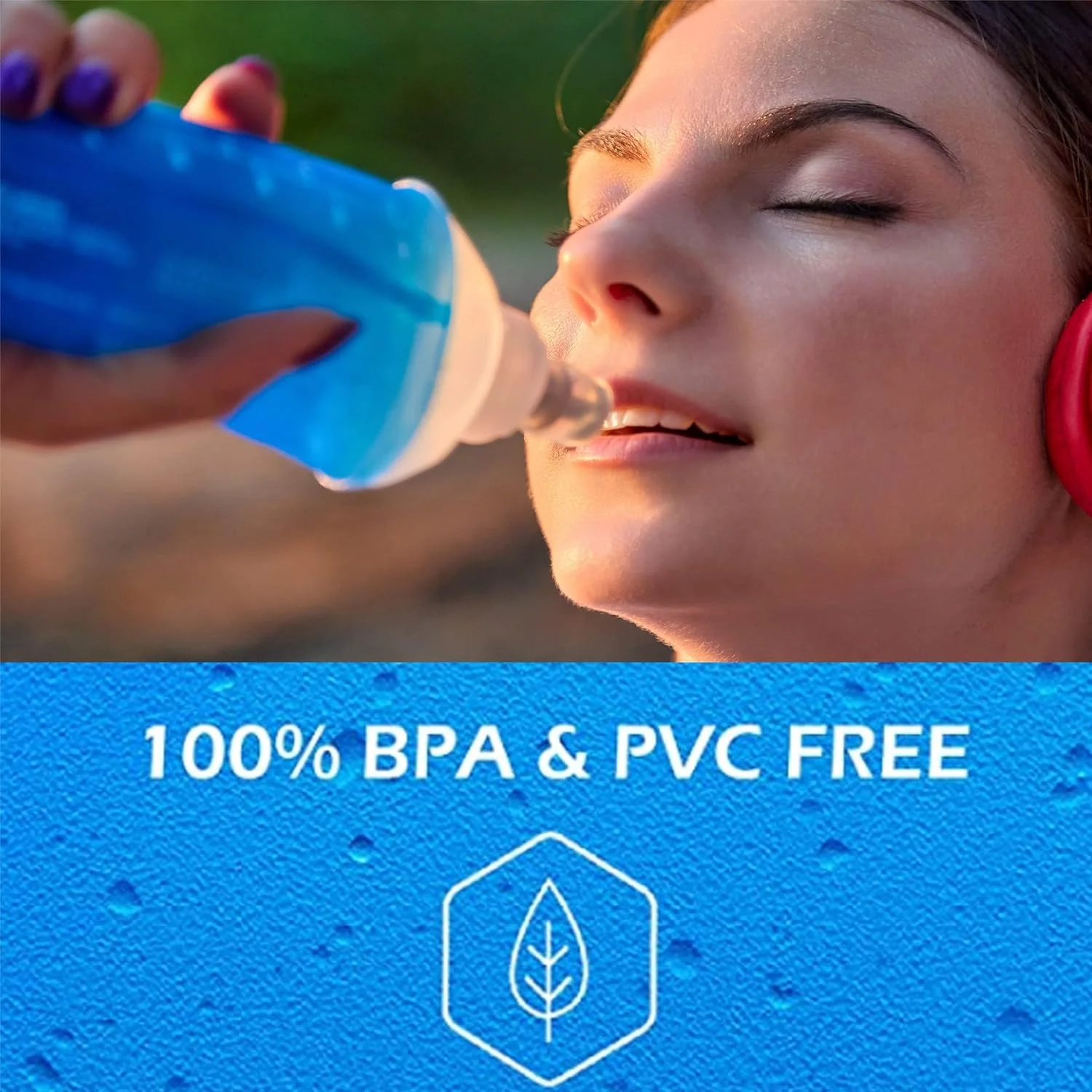 قمقمه نرم 150 میلی لیتری، قمقمه تاشو TPU برای دویدن، بطری آب تاشو نرم برای بسته هیدراتاسیون، دوچرخه سواری، ماراتن، پیاده روی (150 میلی لیتر)