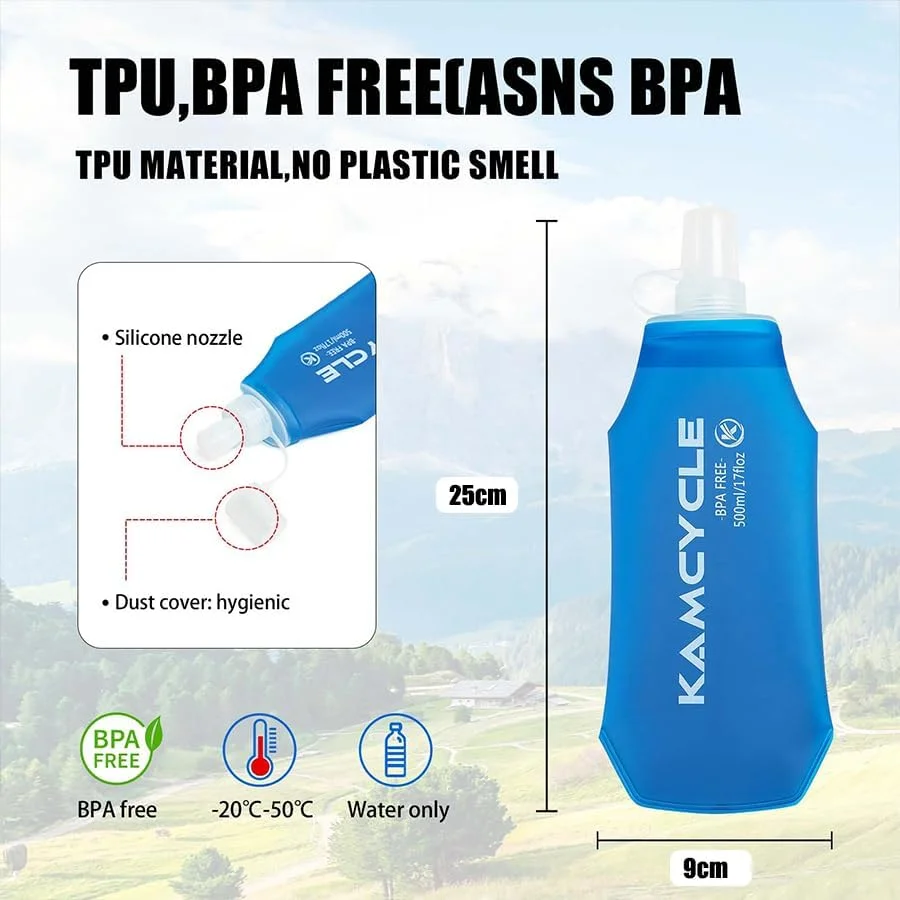 جلیقه دویدن، کوله پشتی آبرسانی شتر با بطری آب 500 میلی لیتری، نگهدارنده تلفن بازتابنده سبک وزن برای دوچرخه سواری و پیاده روی (همراه با فلاسک نرم 500 میلی لیتری)