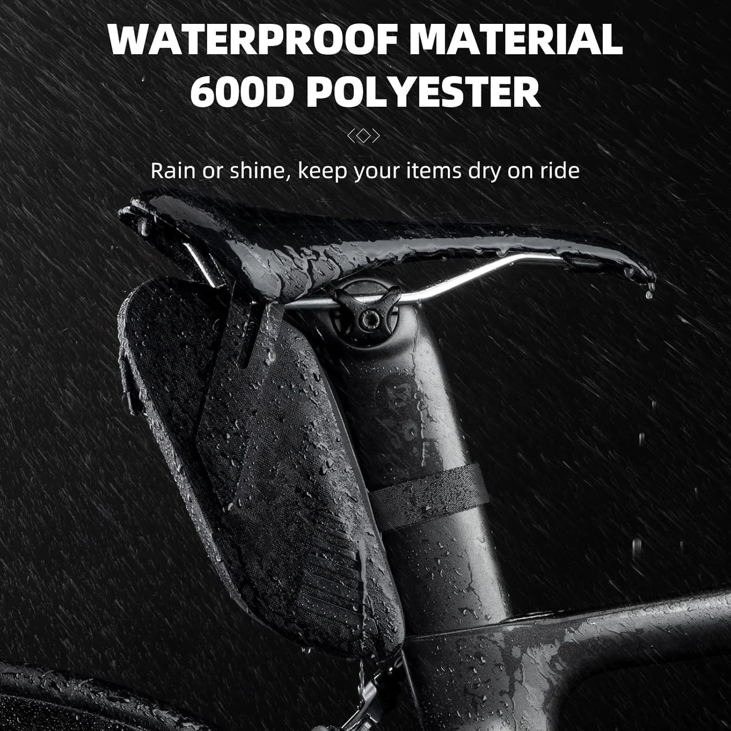 کیف زین دوچرخه KASTWAVE، ضد آب 0.6 لیتری، کیف زیر زین دوچرخه با پوسته سه بعدی، کیف سبک وزن برای دوچرخه های کوهستانی، MTB، جاده و تاشو