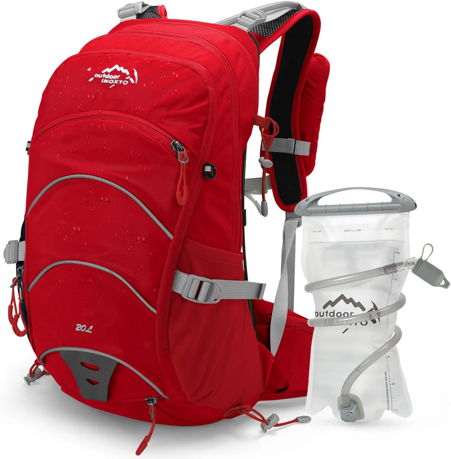 کوله پشتی آبرسانی 20 لیتری، کوله پشتی کوهنوردی با فریم داخلی به همراه کیسه آب 2 لیتری و روکش باران، مناسب برای دوچرخه سواری، کمپینگ و شکار، برای آقایان و بانوان