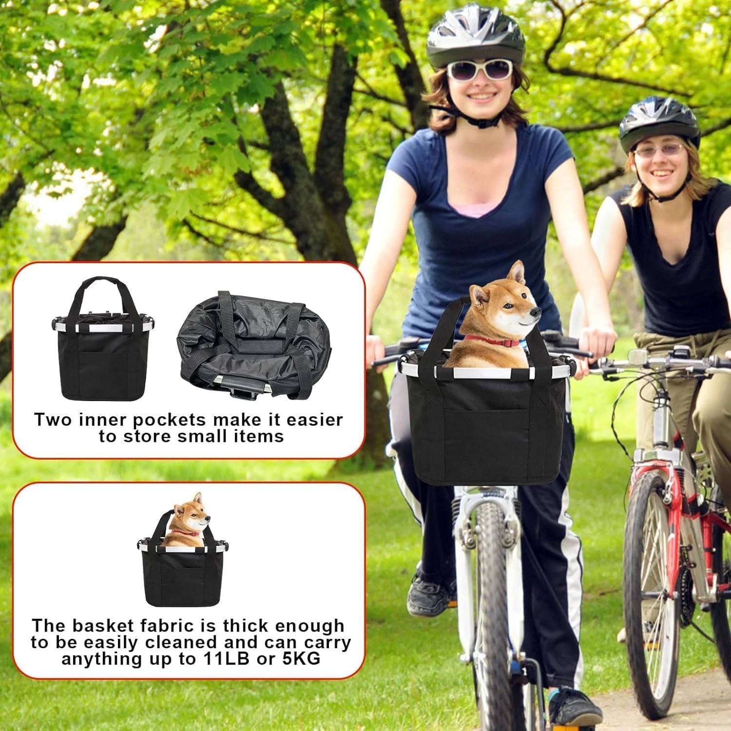 سبد دوچرخه Joyzzz، سبد جلویی ضدآب سگ برای دوچرخه، سبد دوچرخه قابل جدا شدن، سبد دوچرخه برای دوچرخه های بزرگسالان، کیف دوچرخه برای دوچرخه، کیف تاشو کوچک حیوانات خانگی برای خرید کمپینگ و دوچرخه سواری