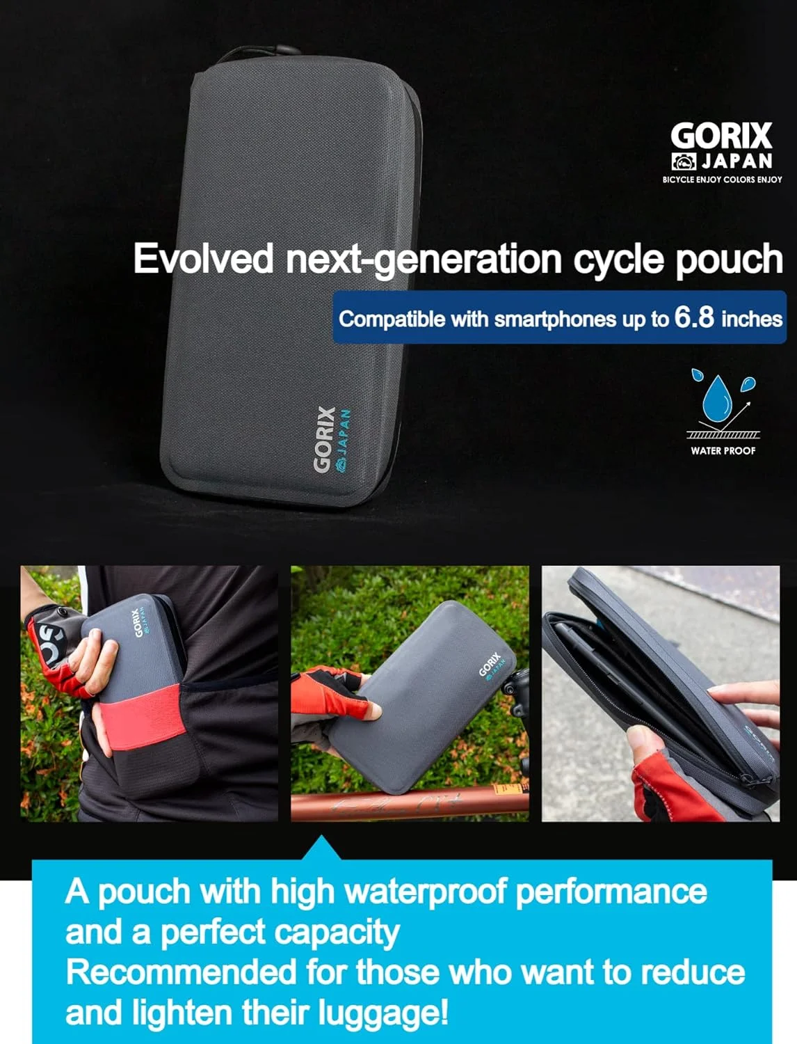 کیف پول و لوازم دوچرخه سواری ضد آب گوریکس مناسب موبایل، دوچرخه های کورسی و کوهستان (GX-BSZG)…