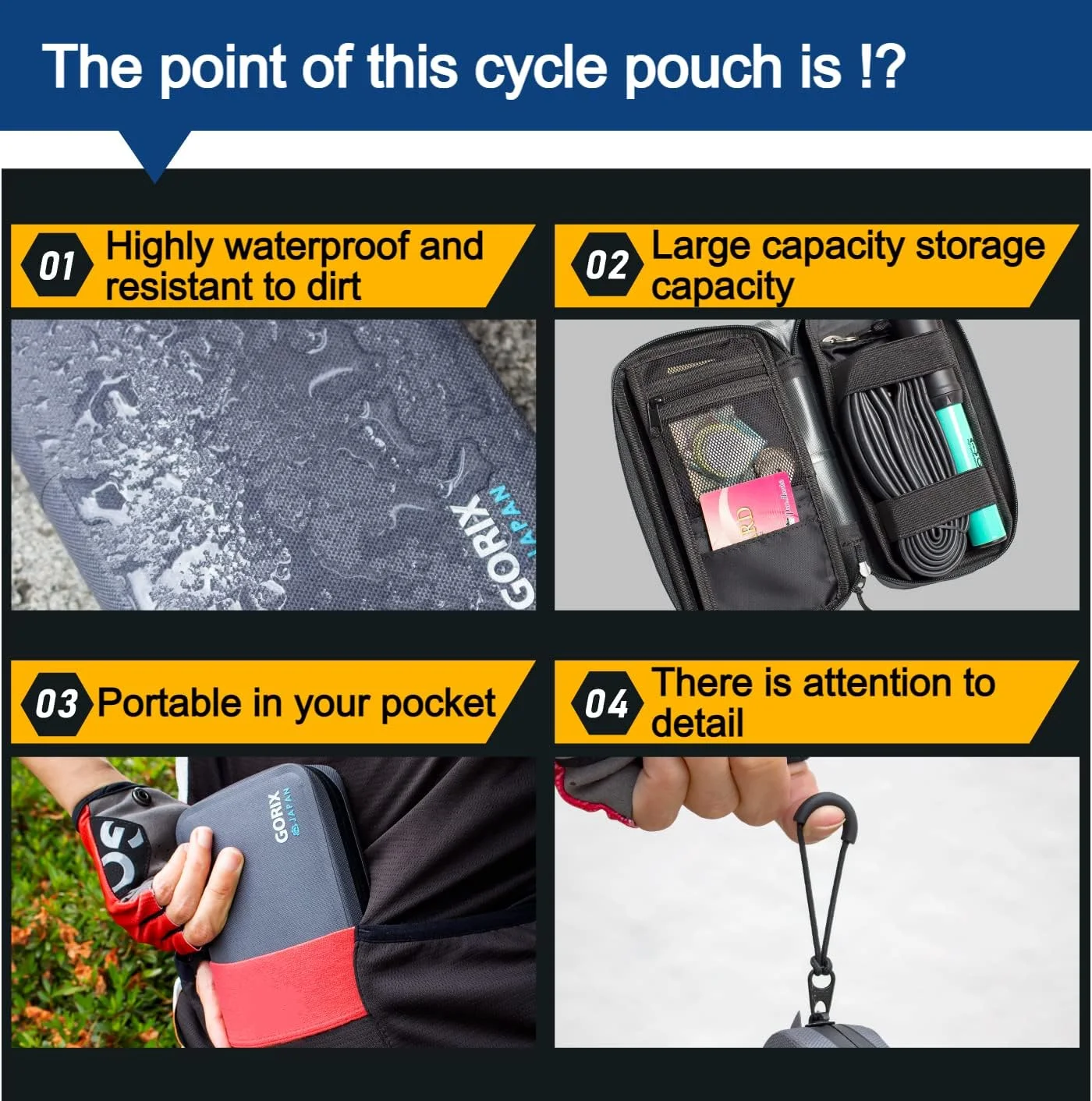 کیف پول و لوازم دوچرخه سواری ضد آب گوریکس مناسب موبایل، دوچرخه های کورسی و کوهستان (GX-BSZG)…