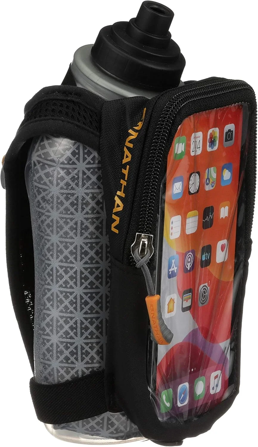 بطری آب دستی و کیف تلفن ناتان برای دویدن/پیاده روی. عایق 530 میلی لیتر، قمقمه SpeedView با بند دستی. بسته هیدراتاسیون برای دوندگان