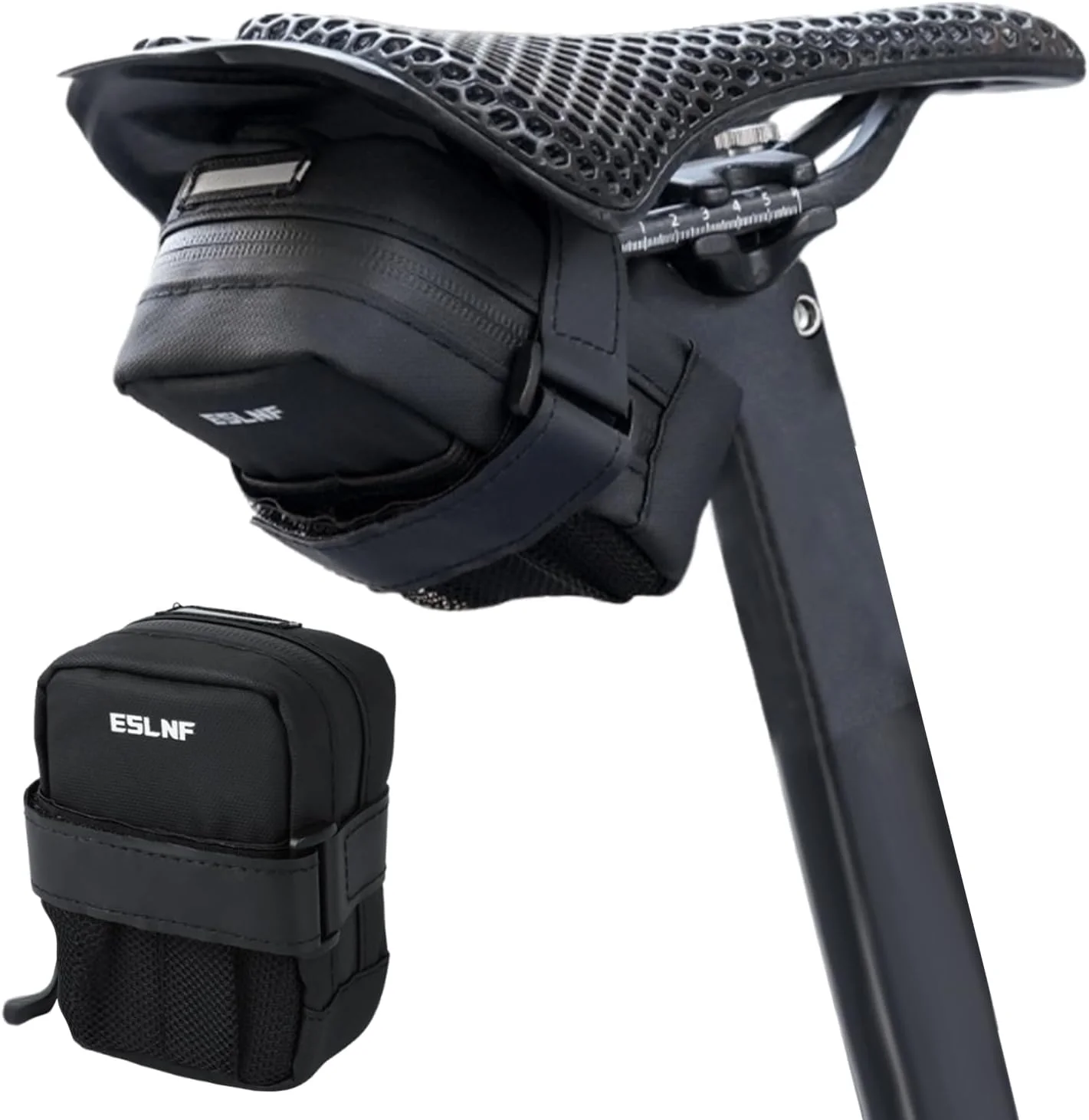 کیف زین مینی برای دوچرخه، کیف دوچرخه قابل حمل و جمع و جور، کیف زین ضد آب با جیب توری، کیف زین بازتابنده، مناسب برای دوچرخه‌های جاده‌ای، دوچرخه‌های کوهستانی و دوچرخه‌های شهری (11 x 8 x 4 سانتی متر)