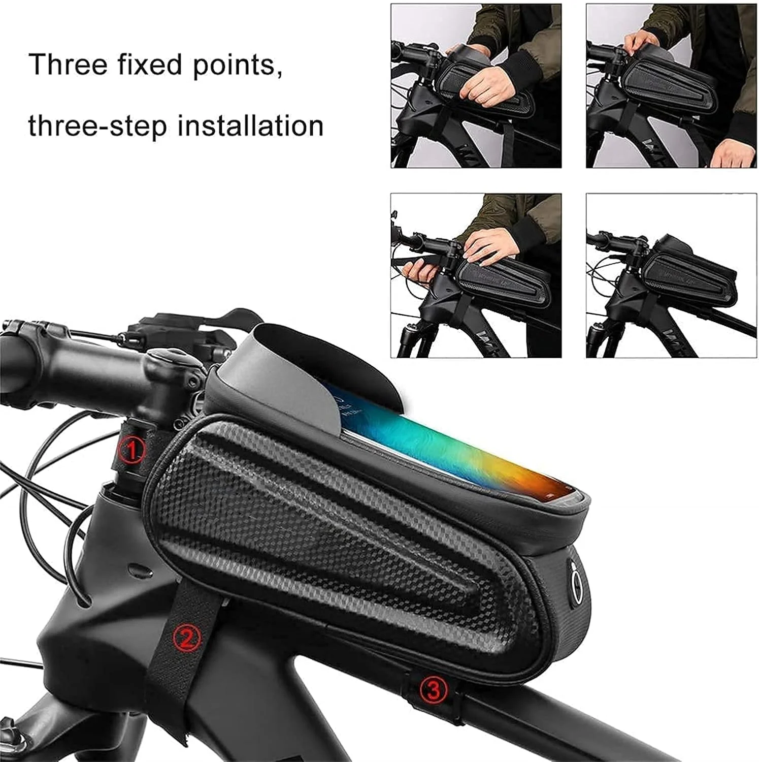 کیف فرمان ضدآب دوچرخه eWINNER، کیف جلویی قاب گوشی دوچرخه با صفحه لمسی و آفتابگیر، ظرفیت بزرگ برای گوشی های هوشمند زیر 7 اینچ