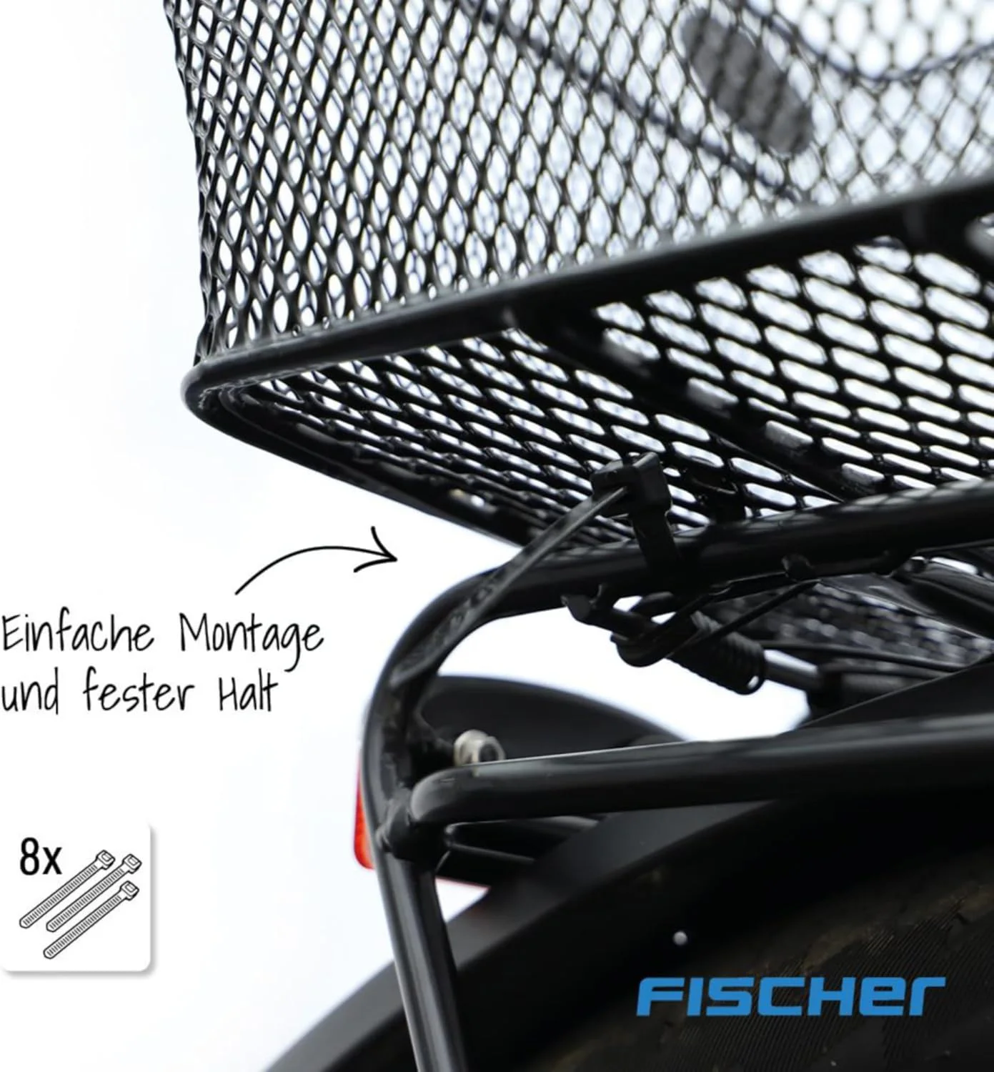 سبد باربند مدرسه فیشر، سبد دوچرخه، توری ریز، ضد سرقت، مناسب برای دوچرخه های برقی، ظرفیت حمل 25 کیلوگرم، مشکی