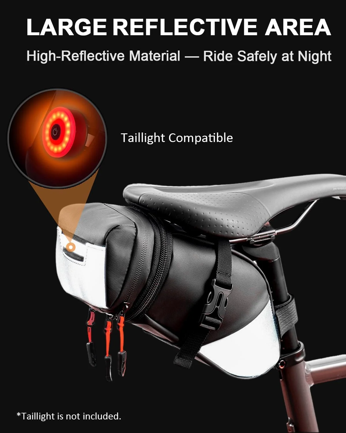 کیف زیر زین دوچرخه، ضد آب، با ظرفیت قابل گسترش 1.5-2 لیتر، مناسب برای دوچرخه‌های کوهستانی، جاده و رفت و آمد