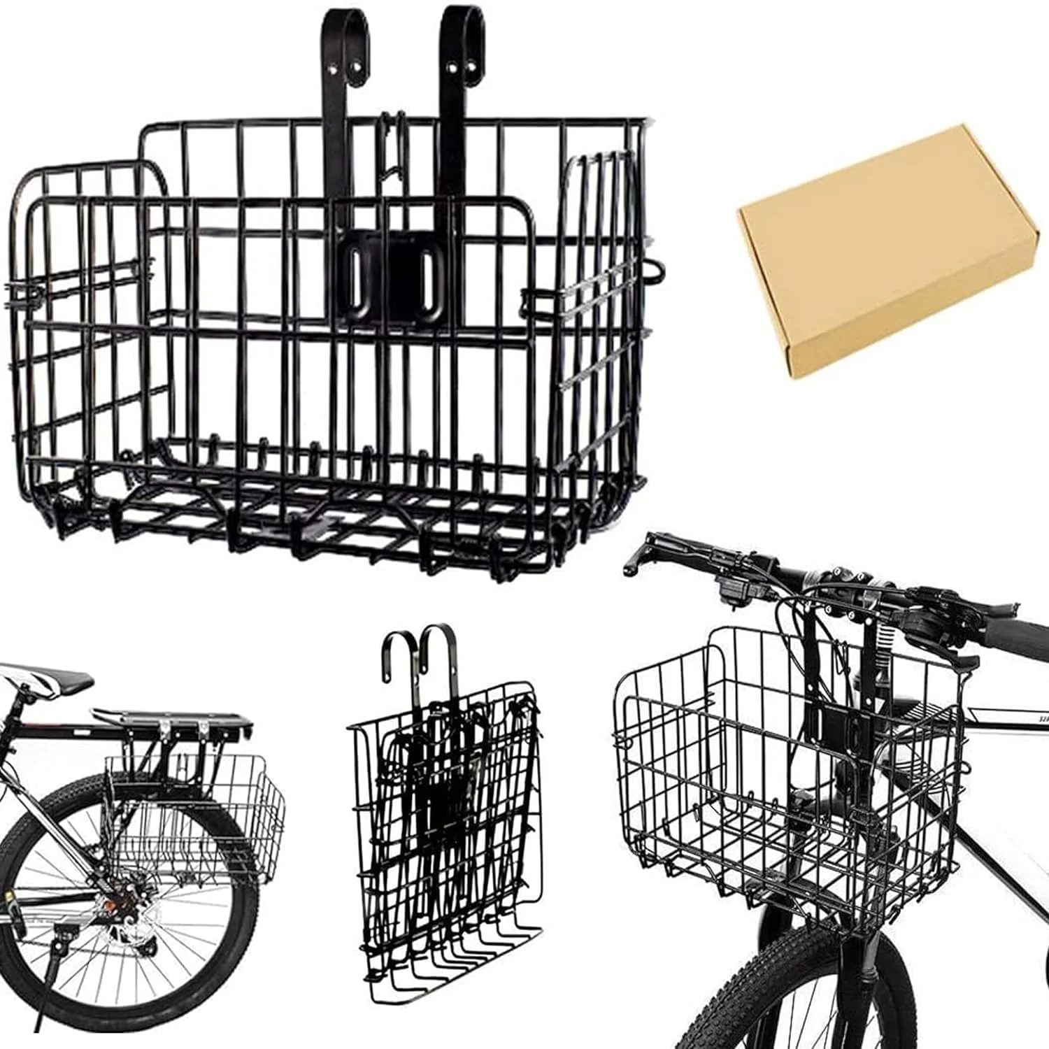 سبد تاشو دوچرخه، سبد دوچرخه جداشدنی و ضد آب و زنگ با دسته، سبد بار برای دوچرخه، سبد فلزی دوچرخه برای لوازم جانبی دوچرخه کوهستانی، نصب آسان روی فرمان جلو