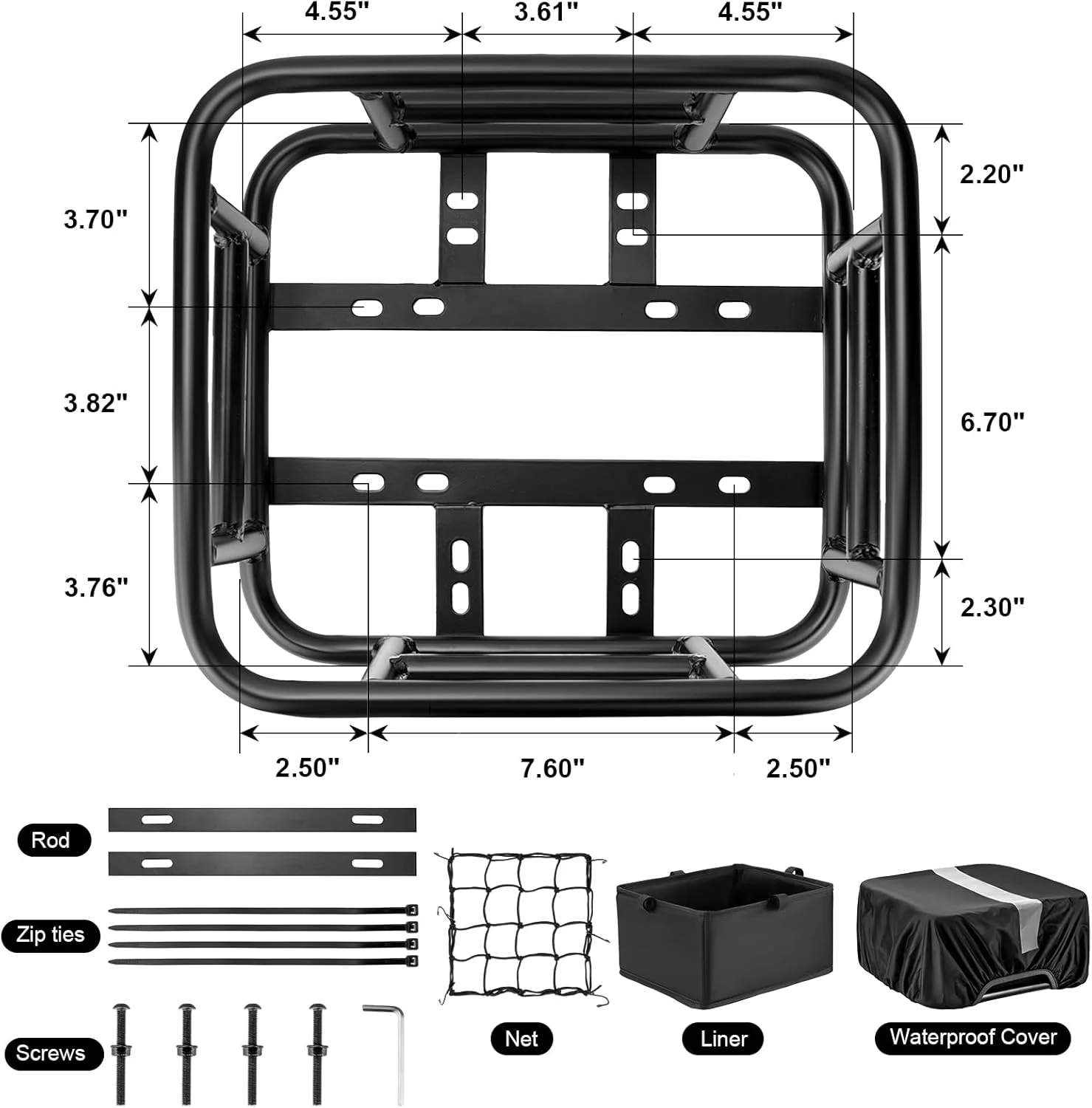 سبد عقب دوچرخه دیرزا با آستر، روکش ضد آب، توری بار بزرگ، سبد عقب دوچرخه سنگین برای دوچرخه برقی، مناسب برای سفر با دوچرخه، حمل مواد غذایی، توپ