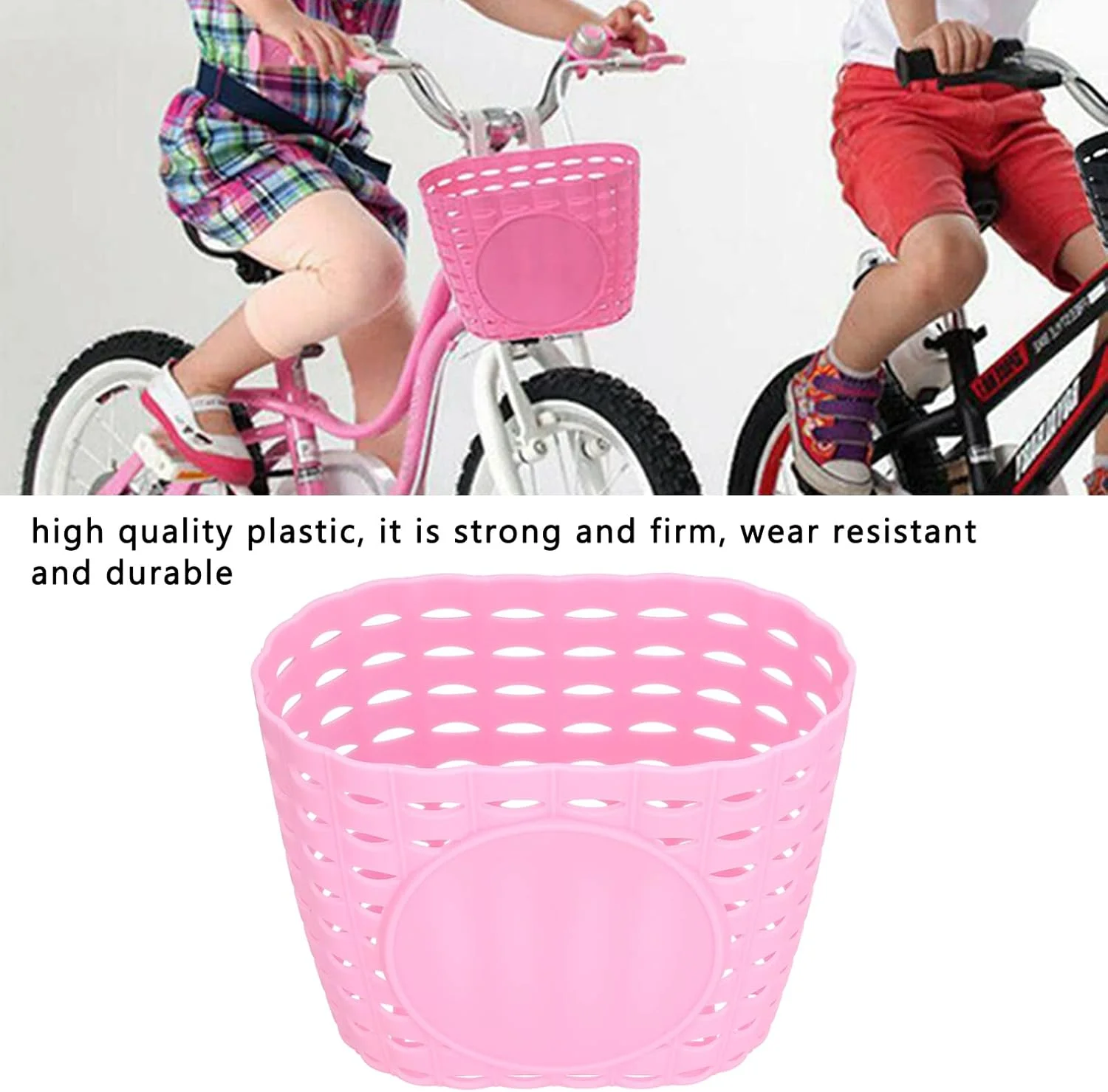 سبد کودک، سبد دوچرخه کودک پلاستیکی مقاوم و بادوام مناسب اسکوتر و دوچرخه کودکان (صورتی) 12x15x20 سانتی متر