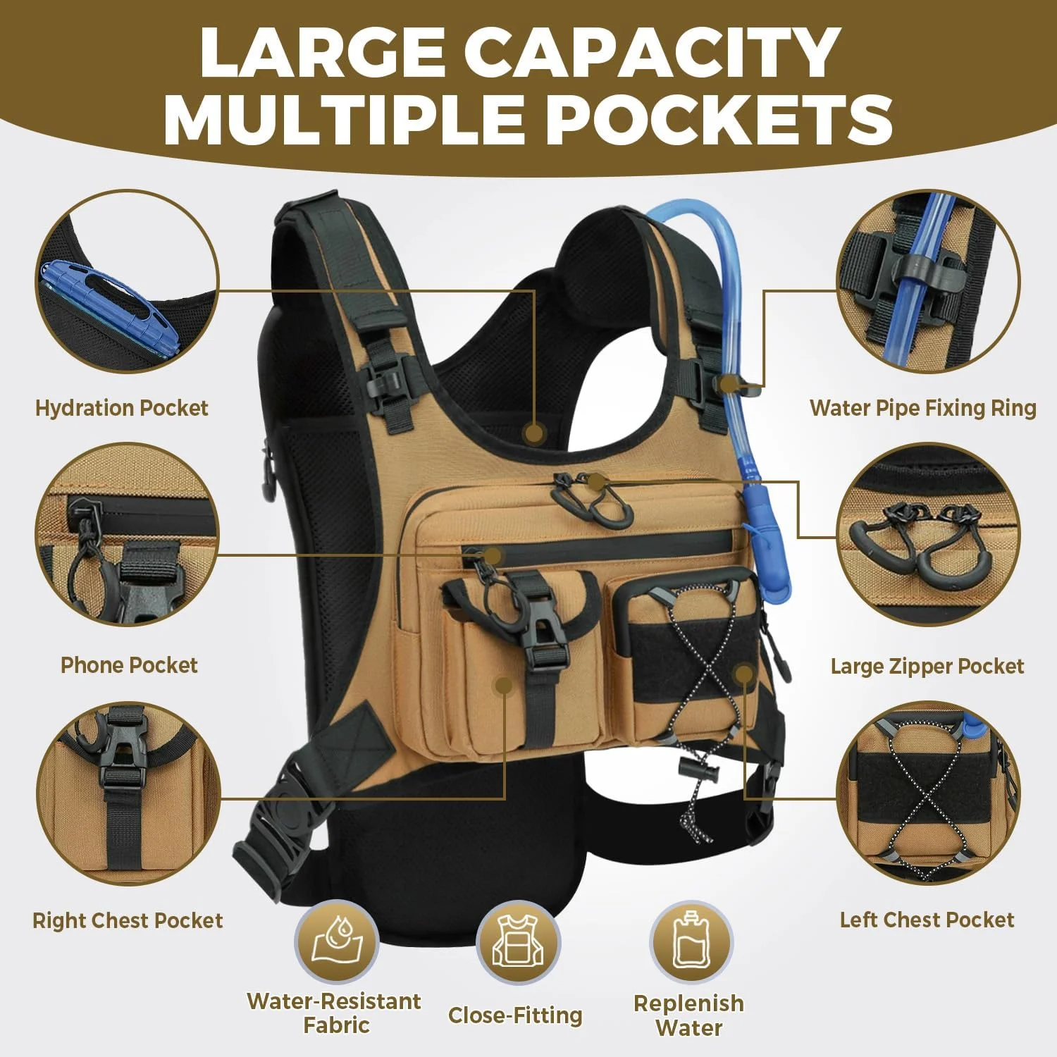 کوله پشتی جلیقه ای آبرسانی مخصوص دویدن، کوله پشتی سبک وزن با کیسه آب 2.0 لیتری مناسب پیاده روی، دویدن، دوچرخه سواری، مسابقه و ماراتن برای خانم ها و آقایان