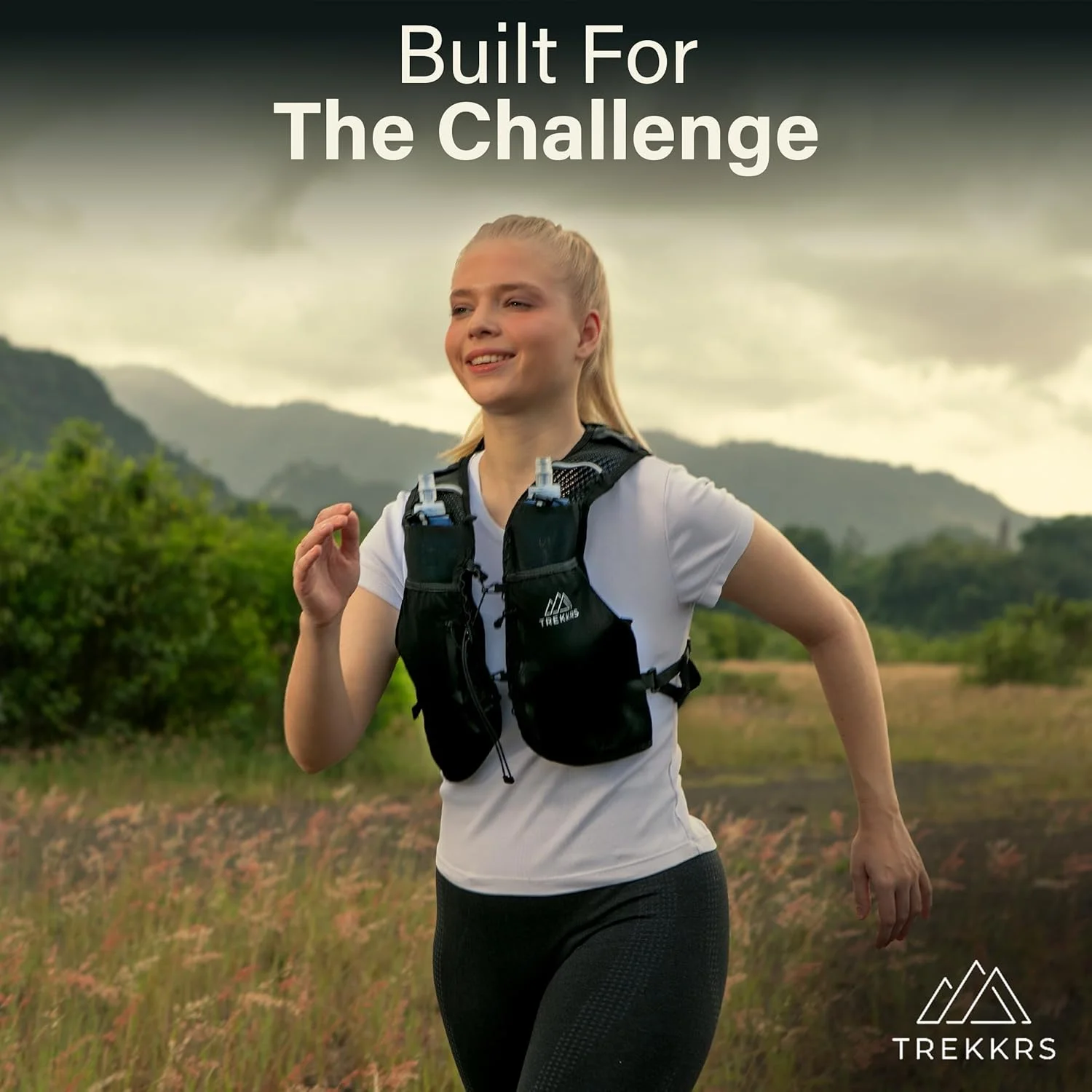 جلیقه دویدن با بطری آب، ظرفیت 5 لیتر، جیب های ضد آب جلو برای تلفن هوشمند، جلیقه آبرسانی دویدن، بندهای قابل تنظیم و نگهدارنده باتوم کوهنوردی