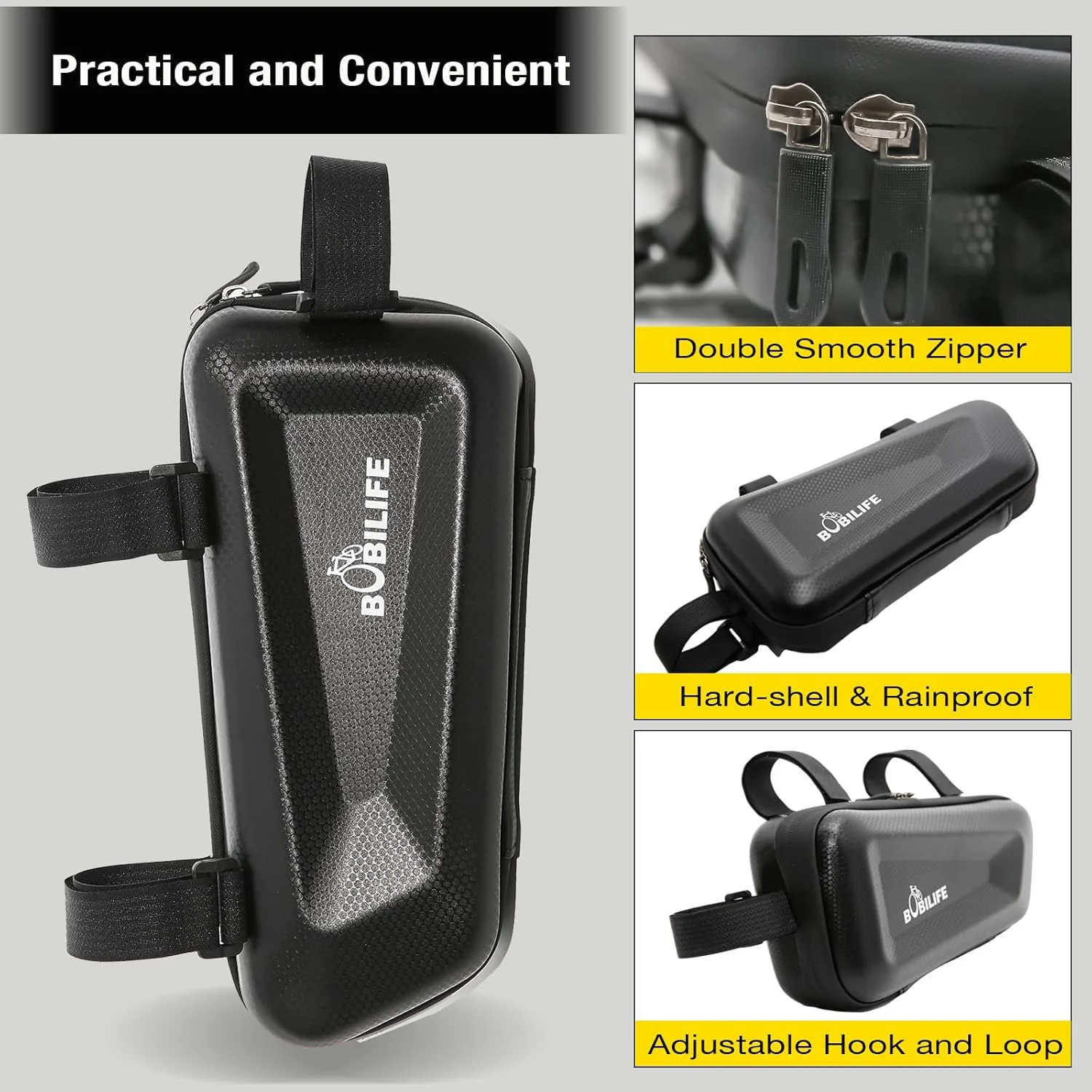 کیف تنه دوچرخه هارد شل - کیف ضد آب EVA برای تنه دوچرخه، کیف نگهداری زیر لوله بالایی برای دوچرخه سواری بزرگسالان، دوچرخه های جاده و کوهستان