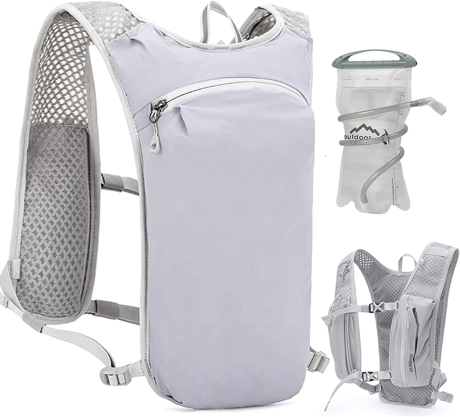 کوله پشتی جلیقه آبرسانی مخصوص دویدن، کوله پشتی سبک وزن عایق دار با کیسه آب 1.5 لیتری مناسب برای پیاده روی، دویدن در مسیر، دوچرخه سواری، مسابقه و ماراتن برای زنان و مردان