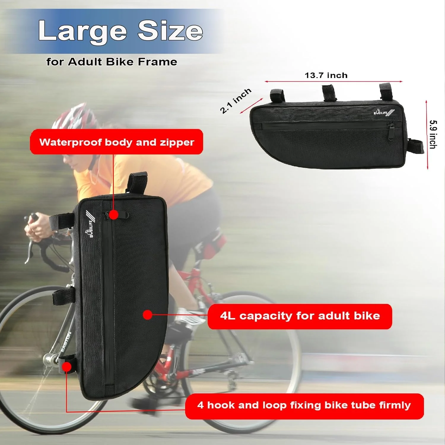 کیف مثلثی ضدآب برای فریم دوچرخه، کیف زیر لوله بالایی دوچرخه، کیف گوشه ای برای لوازم جانبی دوچرخه سواری