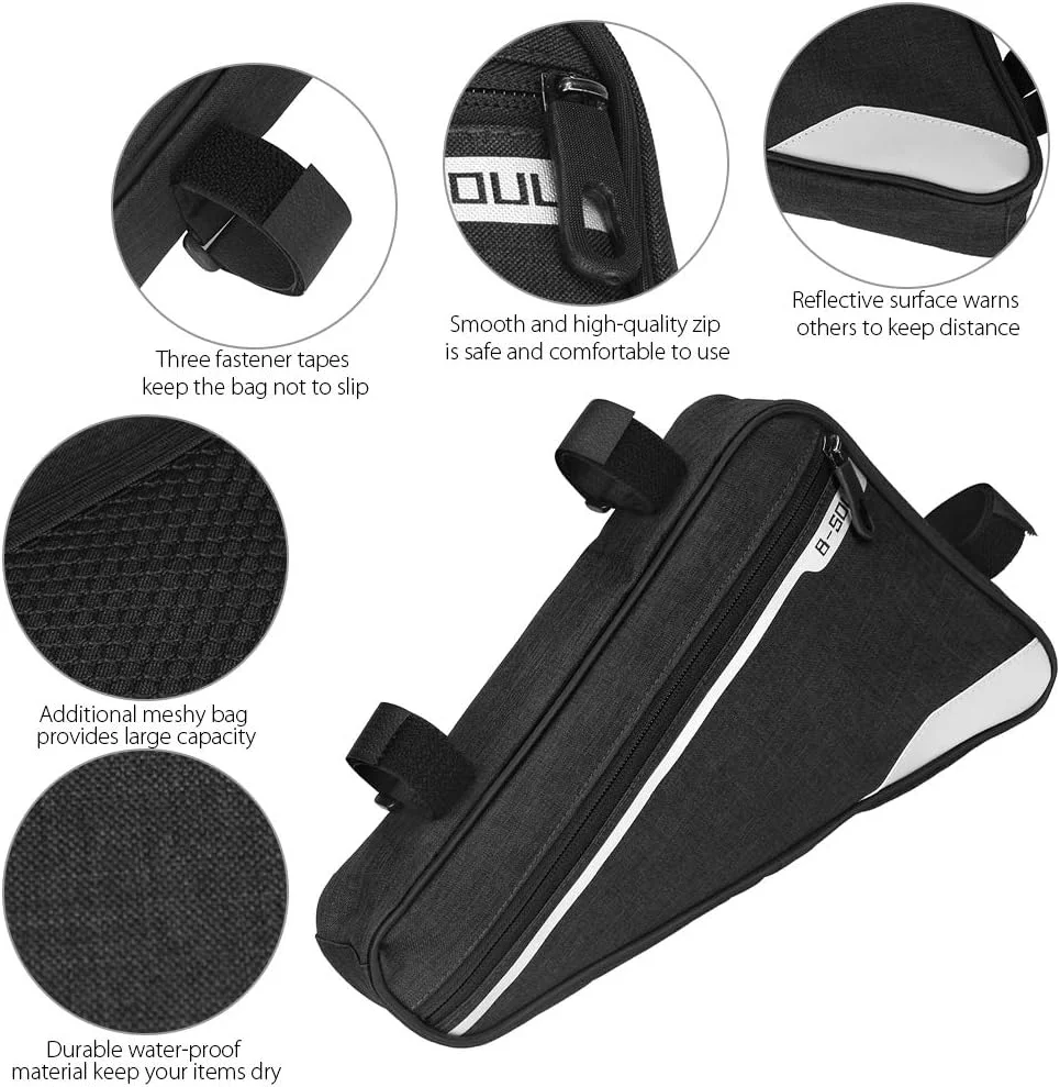 کیف مثلثی بدنه دوچرخه - کیف لوازم جانبی دوچرخه برای نگهداری وسایل، مناسب دوچرخه های کوهستانی و جاده ای