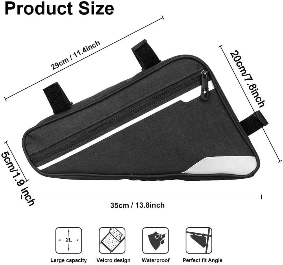 کیف مثلثی بدنه دوچرخه - کیف لوازم جانبی دوچرخه برای نگهداری وسایل، مناسب دوچرخه های کوهستانی و جاده ای