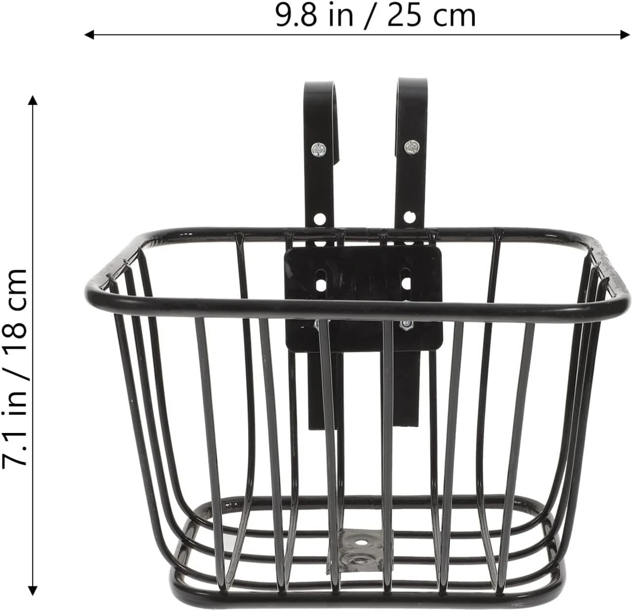 یک عدد سبد فلزی مشکی دوچرخه، سبد جلوی دوچرخه، سبد دوچرخه کوهستان، لوازم جانبی دوچرخه (کوچک)