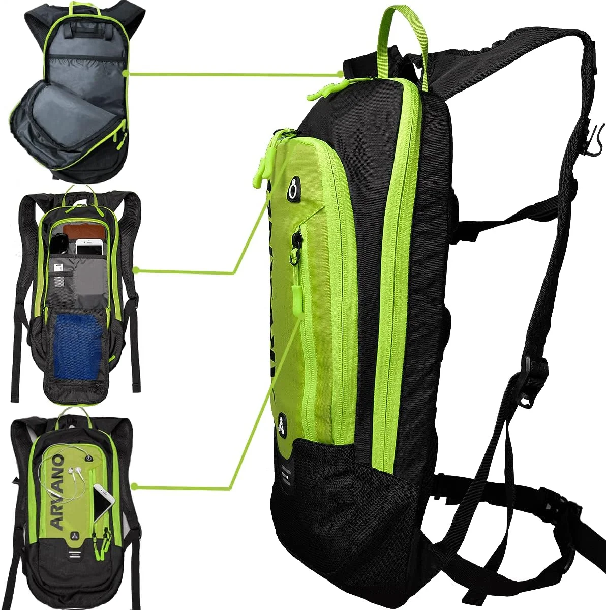 کوله پشتی کوچک دوچرخه سواری کوهستان، کوله پشتی سبک وزن 6 لیتری - مناسب دوچرخه سواری MTB، پیاده روی، اسکی، دوچرخه برفی، اسنوبرد