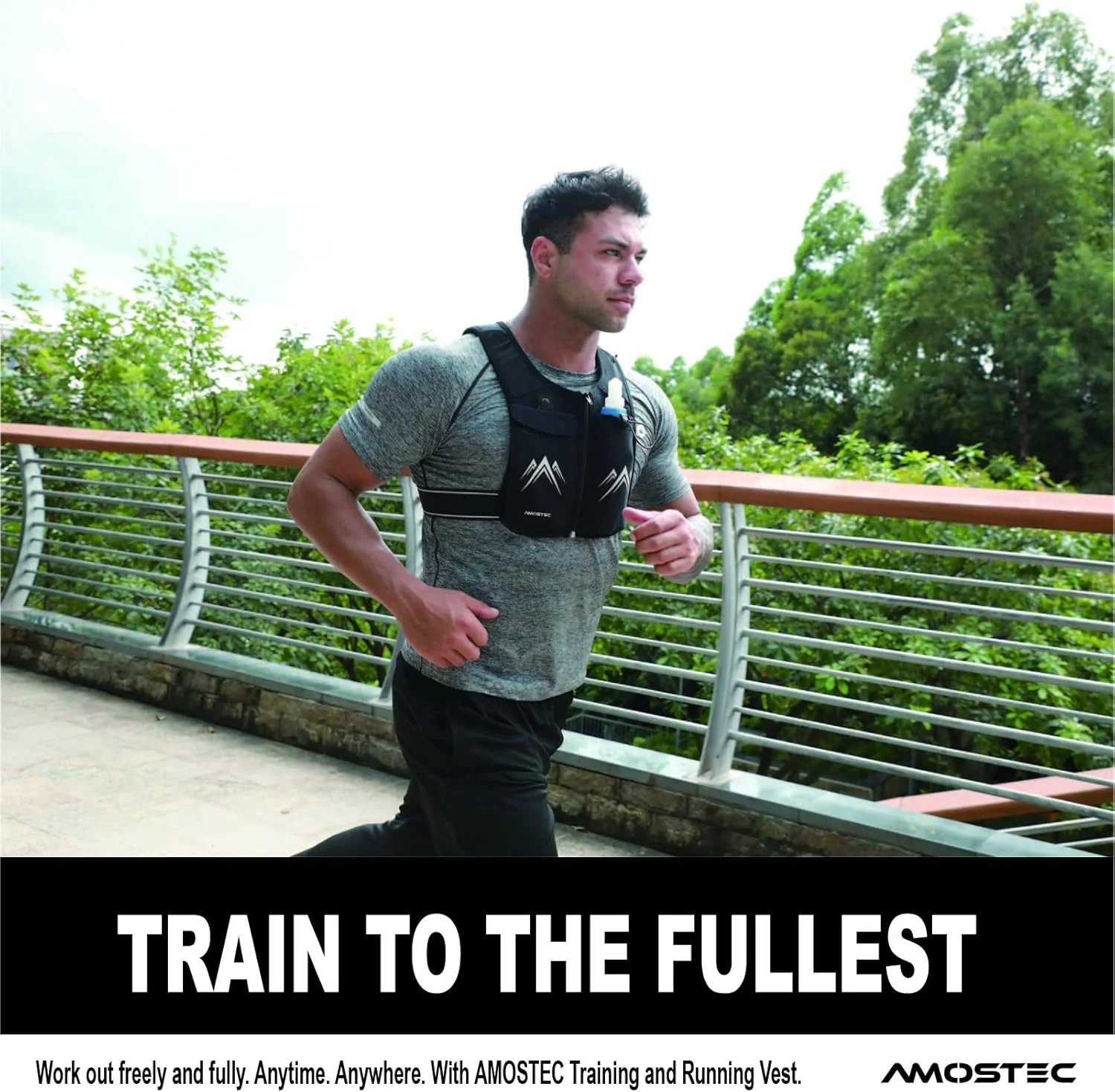 جلیقه نگهدارنده تلفن همراه مخصوص دویدن، جلیقه های بازتابنده جلوبسته زیپ دار اورجینال مخصوص دویدن به همراه بطری آب 500 میلی لیتری، 5 جیب برای کارت، کلید، حوله، کمربند قابل تنظیم و مواد تنفسی، مناسب آقایان و بانوان