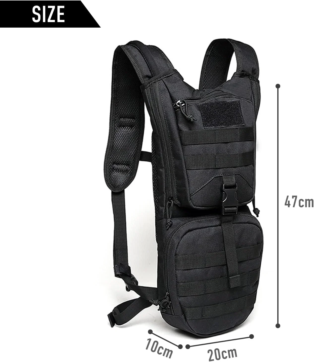 کوله پشتی تاکتیکی آبرسان ANTARCTICA، کوله پشتی سبک وزن ورزشی در فضای باز با سیستم MOLLE برای دوچرخه سواری، ماراتن، پیاده روی، کوهنوردی، دویدن، شکار و دوچرخه سواری (بدون کمل بک)