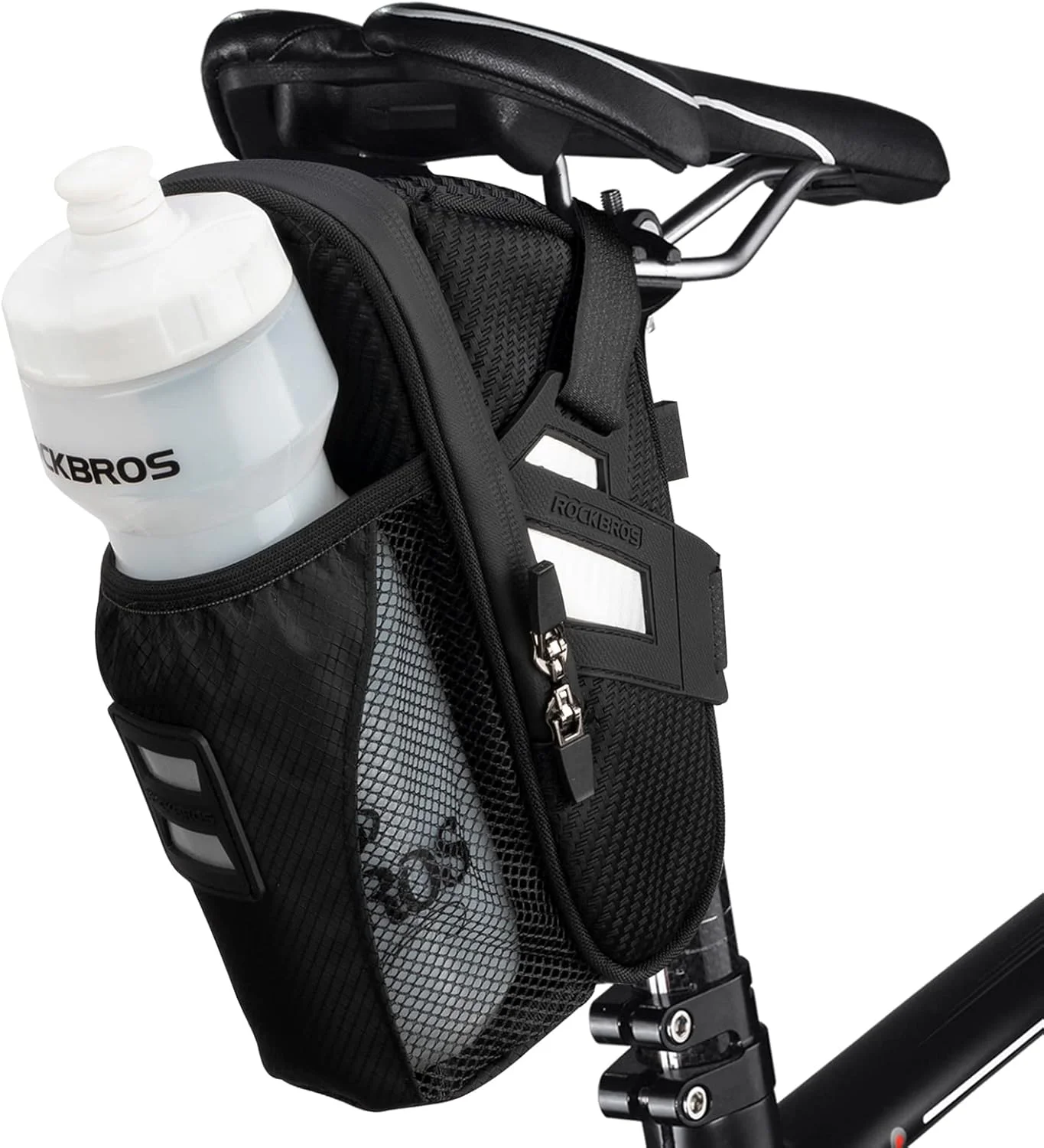 کیف زین دوچرخه راک بروز با جای قمقمه، ضد آب، مناسب دوچرخه های کوهستانی و جاده ای، کیف زیر زین، کیف لوازم دوچرخه