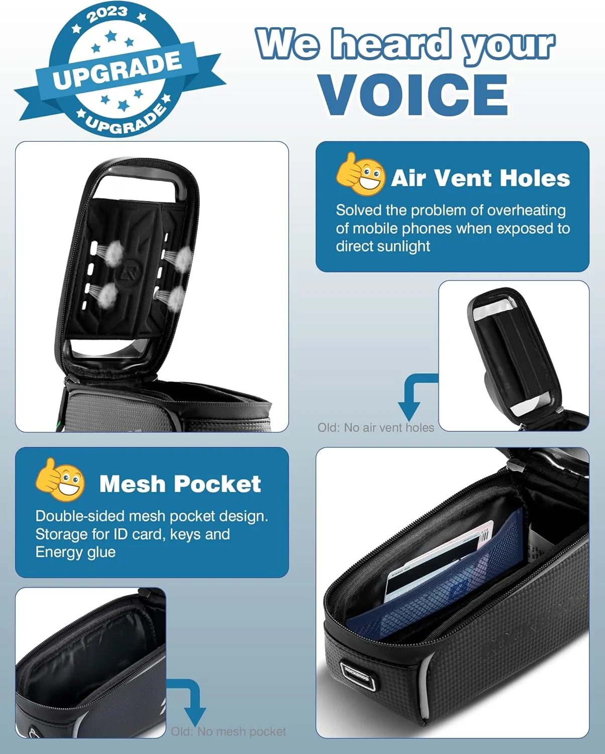 کیف جلوی تنه دوچرخه راک بروز، ضد آب، نگهدارنده گوشی موبایل لمسی، مناسب برای گوشی های زیر 6.0 اینچ