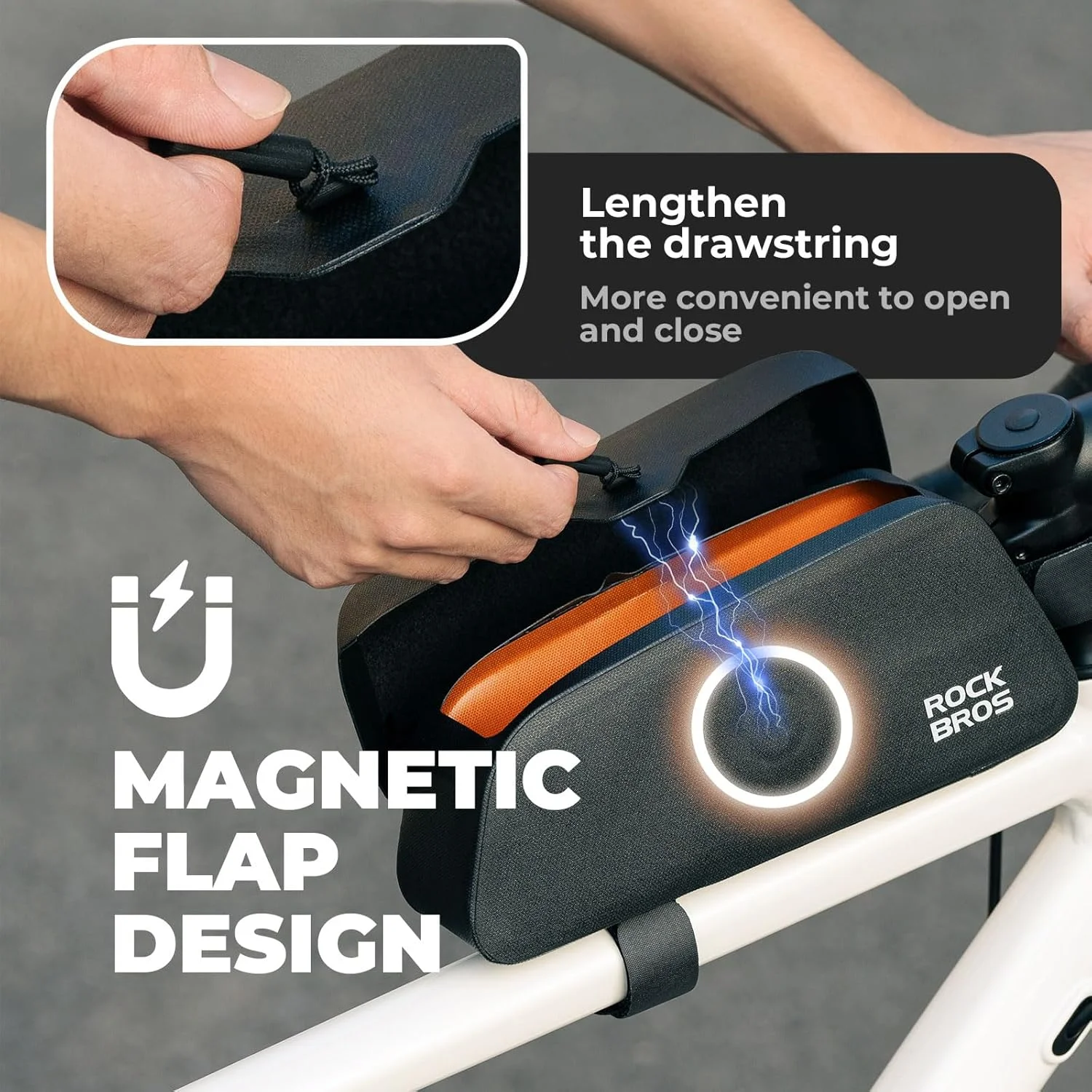 کیف تنه دوچرخه ROCKBROS با درب مغناطیسی، کیف ضدآب برای نگهداری ابزار دوچرخه سواری مناسب دوچرخه های جاده و کوهستان کیف تنه دوچرخه ROCKBROS با درب مغناطیسی، کیف ضدآب برای نگهداری ابزار دوچرخه سواری مناسب دوچرخه های جاده و کوهستان