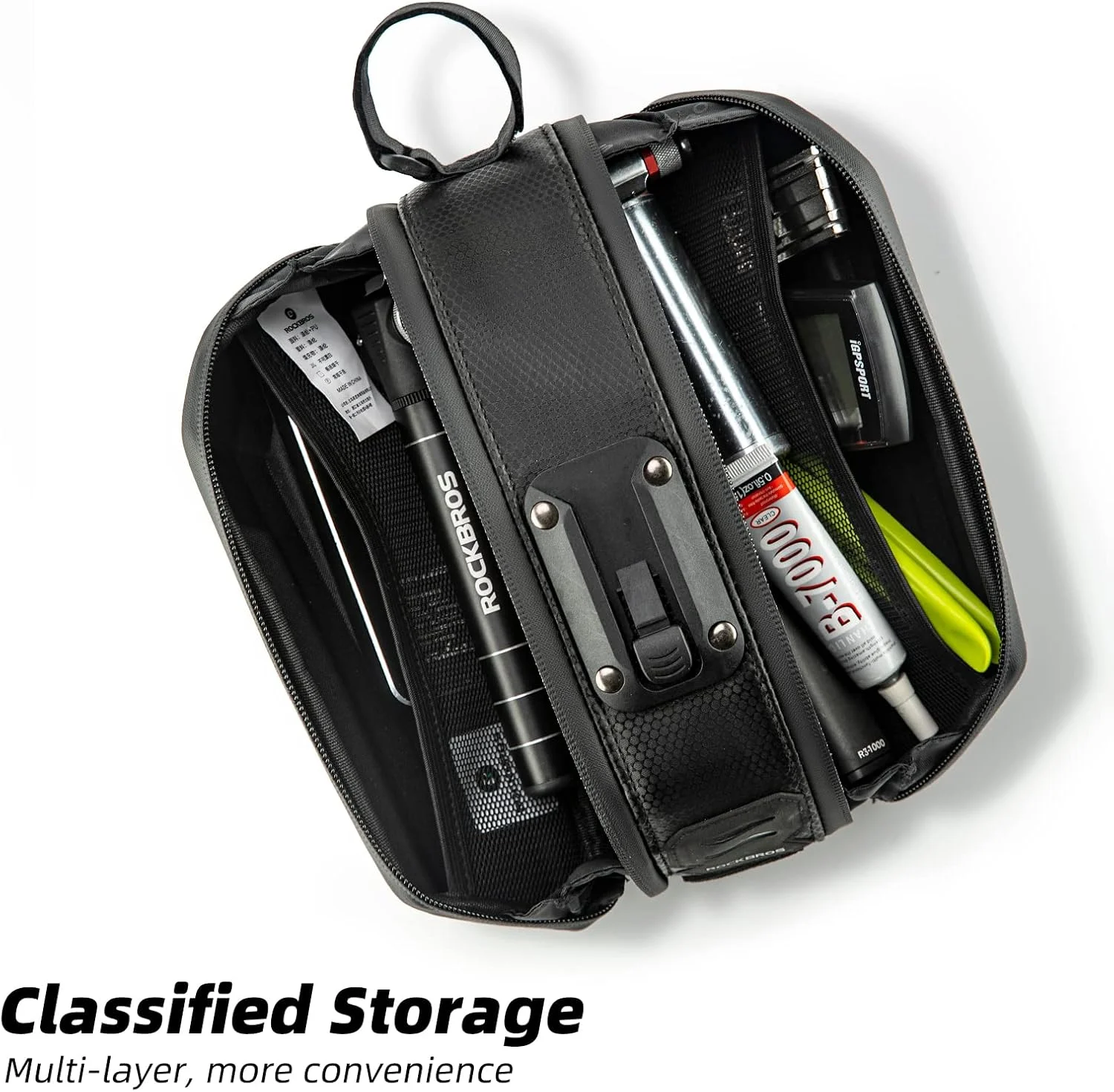 کیف زین دوچرخه ROCKBROS مدل هارد شل سه بعدی زیر زین با نوار نقره ای بازتابنده، کیف زین دوچرخه برای دوچرخه های کوهستانی و جاده ای، رهاسازی سریع 1.7 لیتر