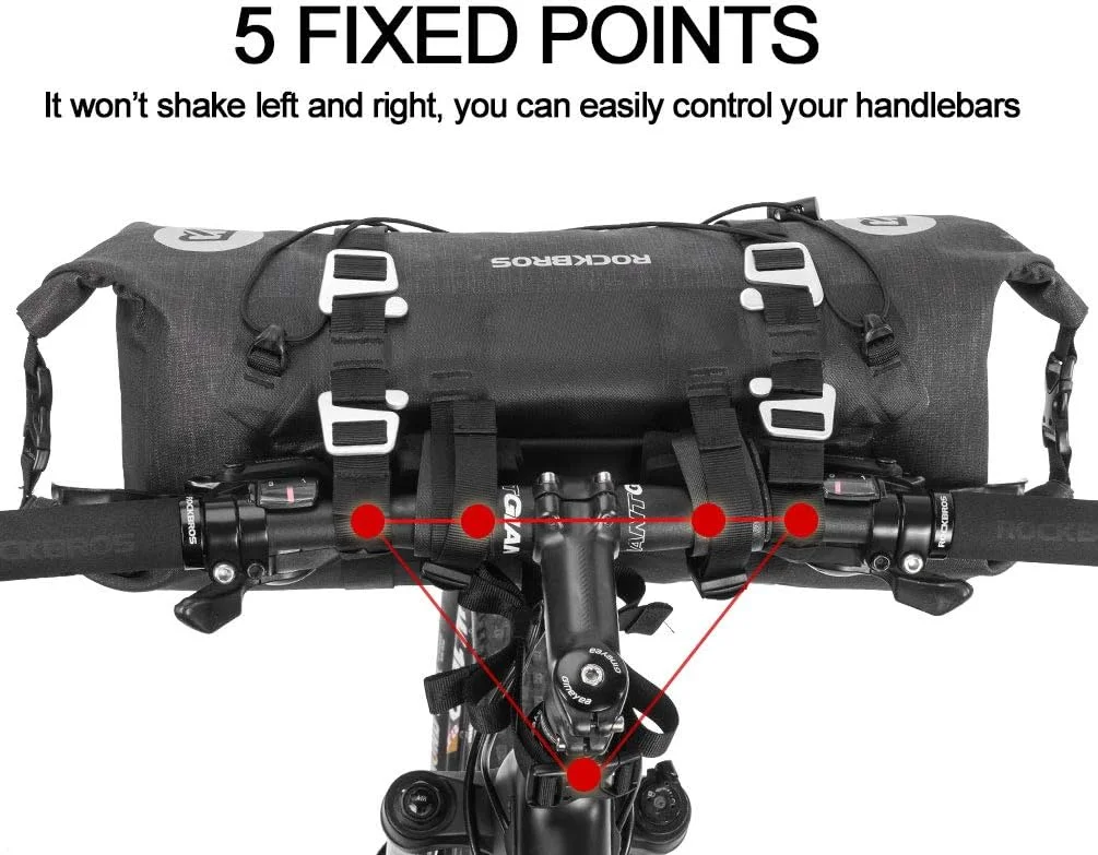 کیف فرمان دوچرخه ROCKBROS، ضد آب، بزرگ، مناسب سفرهای طولانی، کیف جلوی دوچرخه برای دوچرخه‌های کوهستانی و جاده‌ای