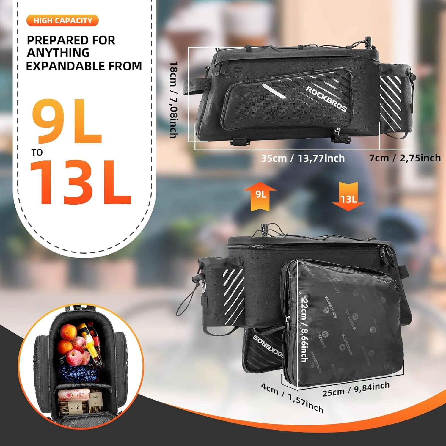 کیف صندوق عقب دوچرخه ROCKBROS - کیف باربند عقب به همراه روکش باران برای دوچرخههای رفت و آمد کیف صندوق عقب دوچرخه ROCKBROS - کیف باربند عقب به همراه روکش باران برای دوچرخههای رفت و آمد