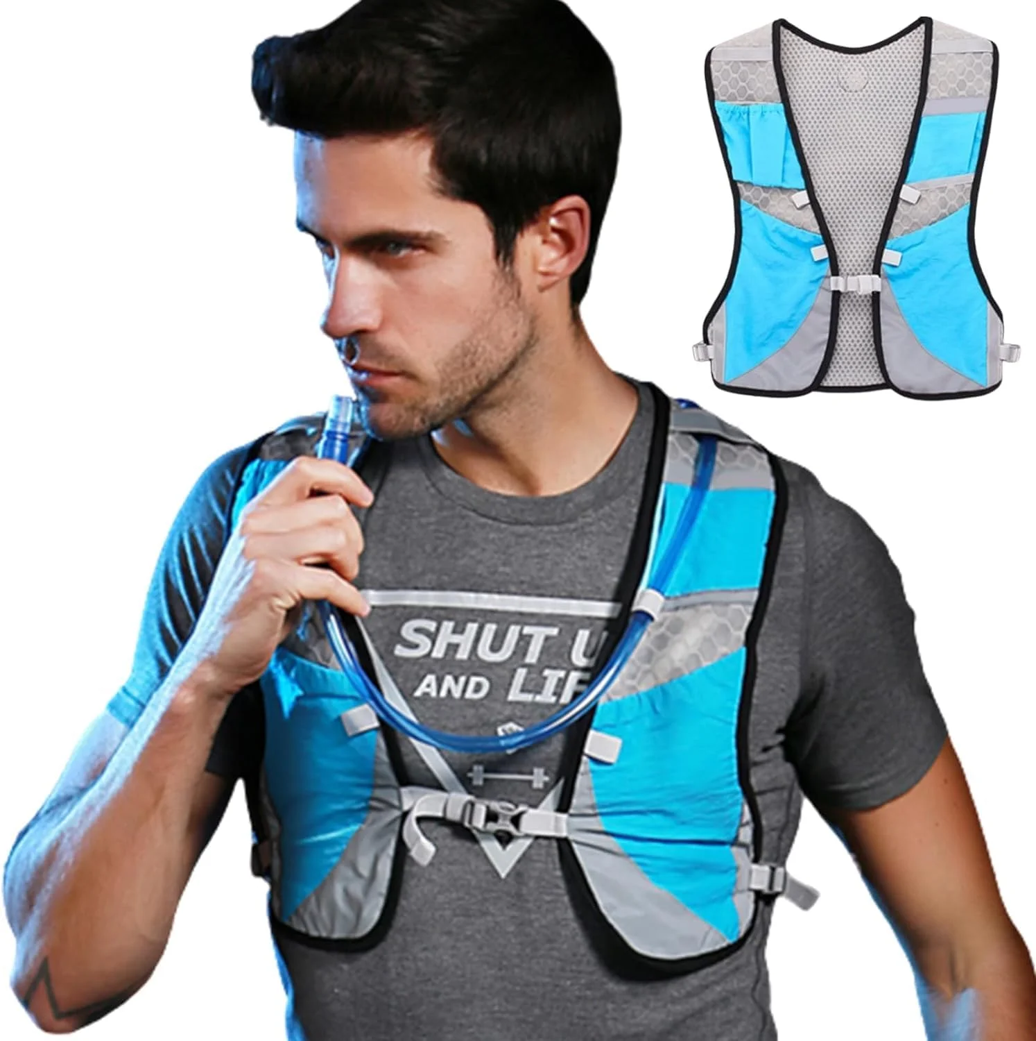 جلیقه آبرسانی مخصوص دویدن نالاکال، جلیقه سبک وزن مخصوص دو ماراتن، دارای جیب های متعدد، کوله پشتی قابل تنظیم با نوار بازتابنده، مناسب برای دوچرخه سواری، کوهنوردی و پیاده روی