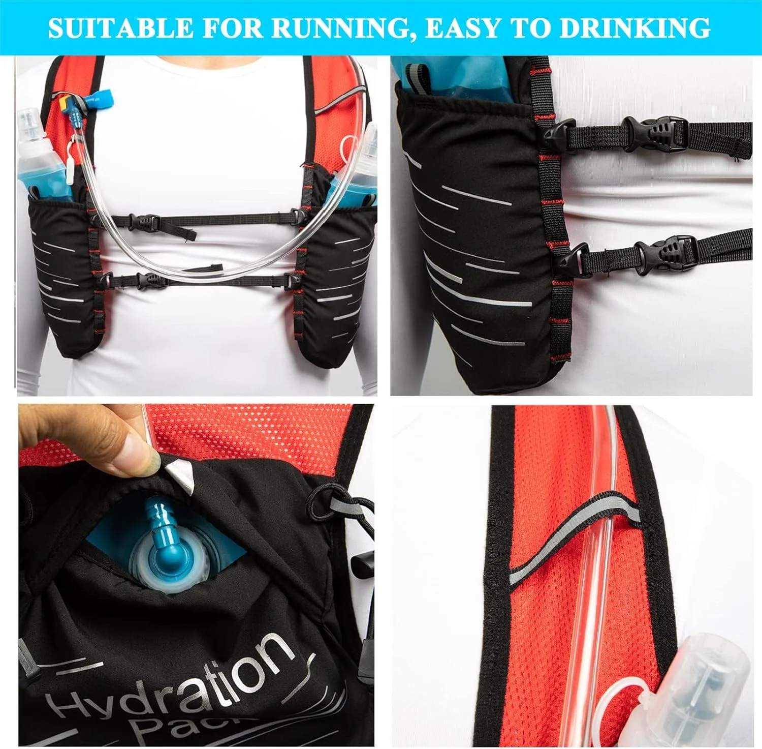 کوله پشتی جلیقه آبرسانی NALACAL، کوله پشتی سبک وزن مخصوص دویدن با محفظه آب 1.5 لیتری، کوله پشتی روزانه مناسب فضای باز، جلیقه آبرسانی مخصوص دویدن، کوله پشتی با محفظه آب برای مسابقه دو، ماراتن، دوچرخه سواری و پیاده روی در مسیر