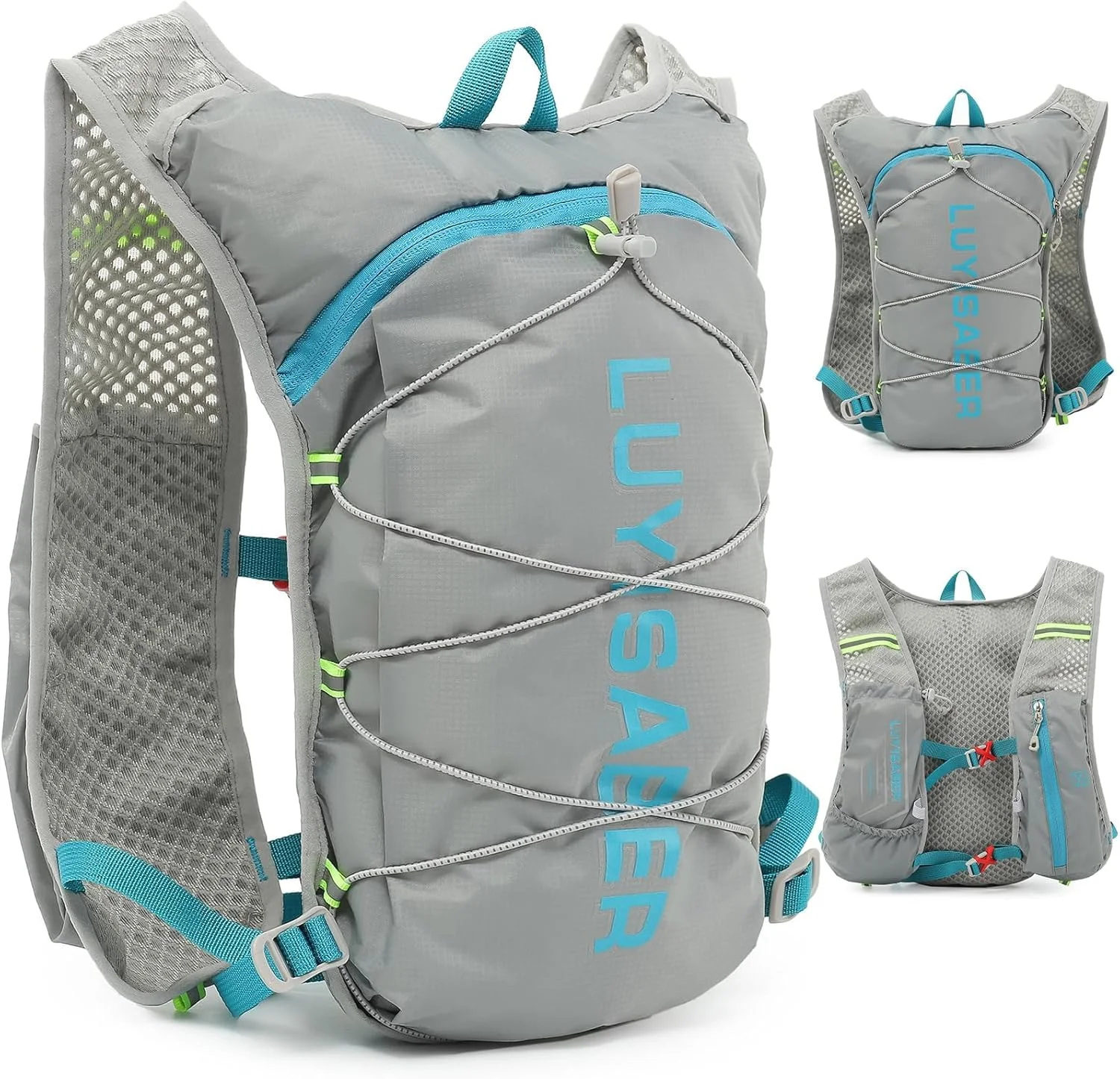 جلیقه آبرسانی مخصوص دویدن NALACAL، کوله پشتی سبک وزن عایق دار برای ماراتن، پیاده روی، دوچرخه سواری، مناسب آقایان و بانوان، خاکستری