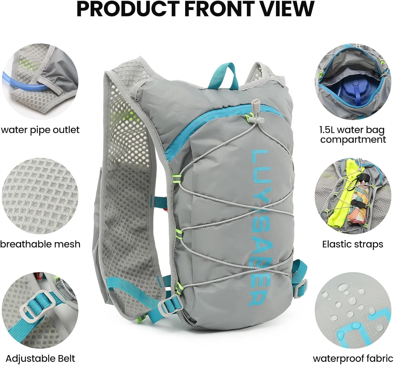 جلیقه آبرسانی مخصوص دویدن NALACAL، کوله پشتی سبک وزن عایق دار برای ماراتن، پیاده روی، دوچرخه سواری، مناسب آقایان و بانوان، خاکستری جلیقه آبرسانی مخصوص دویدن NALACAL، کوله پشتی سبک وزن عایق دار برای ماراتن، پیاده روی، دوچرخه سواری، مناسب آقایان و بانوان، خاکستری