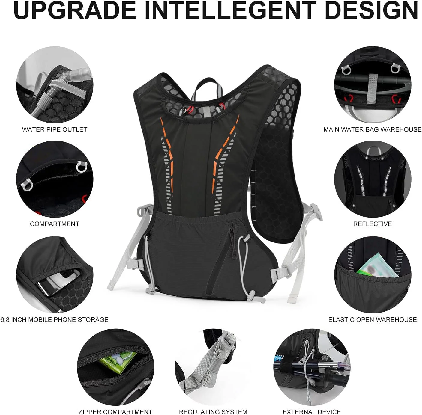 کوله پشتی جلیقه ای آبرسانی سبک وزن NALACAL با مخزن آب 1.5 لیتری - ایده آل برای پیاده روی، دویدن در مسیر، دوچرخه سواری، ماراتن - مناسب برای زنان و مردان