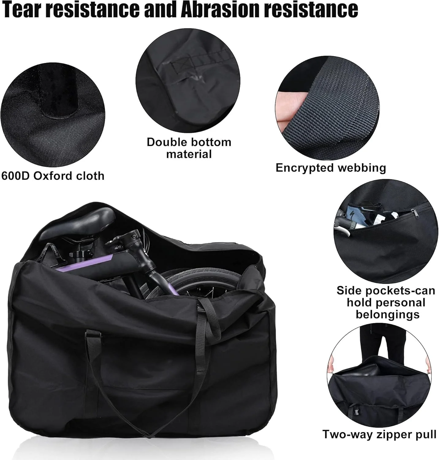 کیف حمل دوچرخه تاشو Azonee، کیف نگهداری ضد آب 20 اینچی برای دوچرخه تاشو، کیف محافظ دوچرخه تاشو بیرونی برای مترو، هواپیما، اتوبوس، ماشین کیف حمل دوچرخه تاشو Azonee، کیف نگهداری ضد آب 20 اینچی برای دوچرخه تاشو، کیف محافظ دوچرخه تاشو بیرونی برای مترو، هواپیما، اتوبوس، ماشین