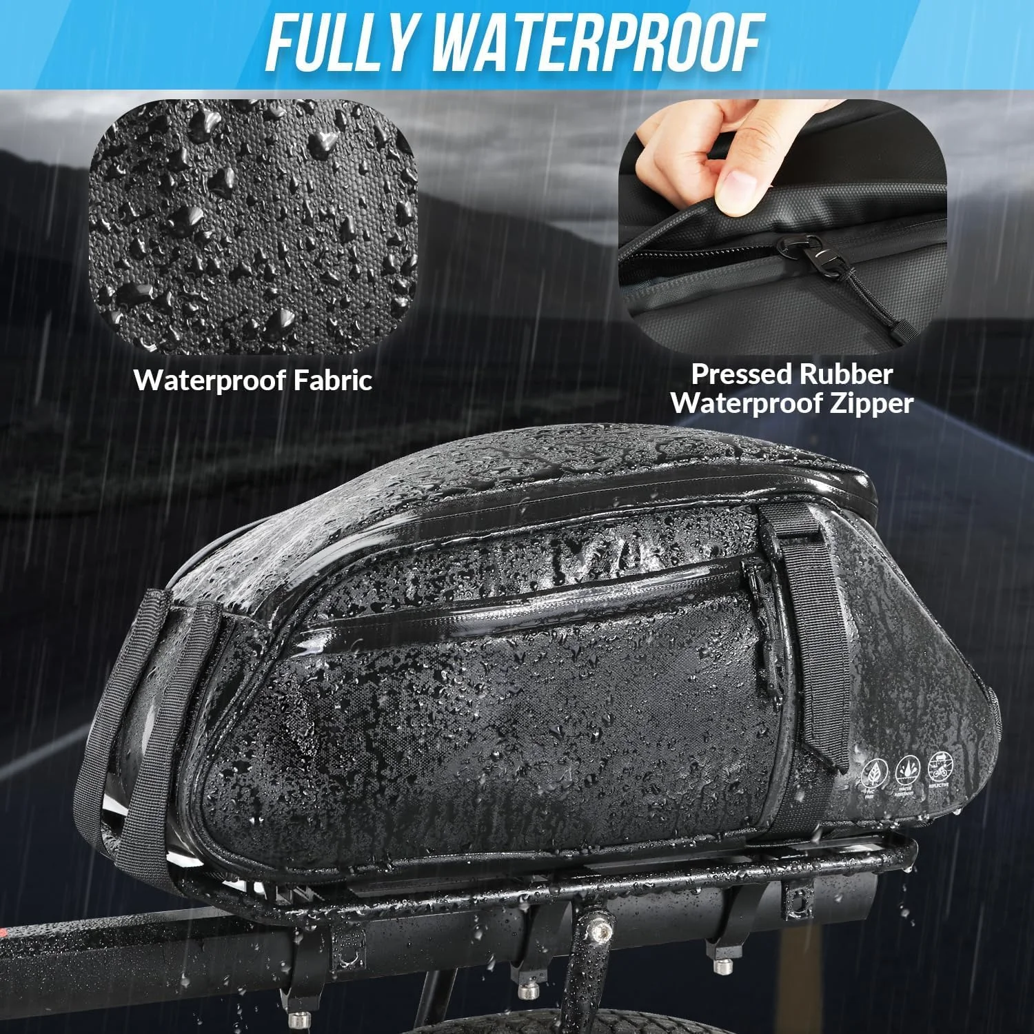 کیف باربند دوچرخه بازتابنده Azonee، خورجین های عقب دوچرخه مقاوم در برابر آب، ظرفیت 8 لیتر، صندوق زین دوچرخه سواری با بند شانه برای مسافرت و رفت و آمد کیف باربند دوچرخه بازتابنده Azonee، خورجین های عقب دوچرخه مقاوم در برابر آب، ظرفیت 8 لیتر، صندوق زین دوچرخه سواری با بند شانه برای مسافرت و رفت و آمد