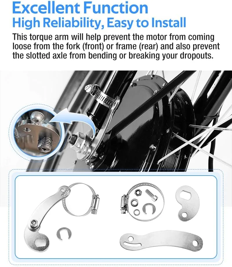 دو عدد کیت تبدیل بازوی گشتاور ضخیم شده برای دوچرخه برقی جلو یا عقب، برای شفت موتور 14 میلی متر / 16 میلی متر