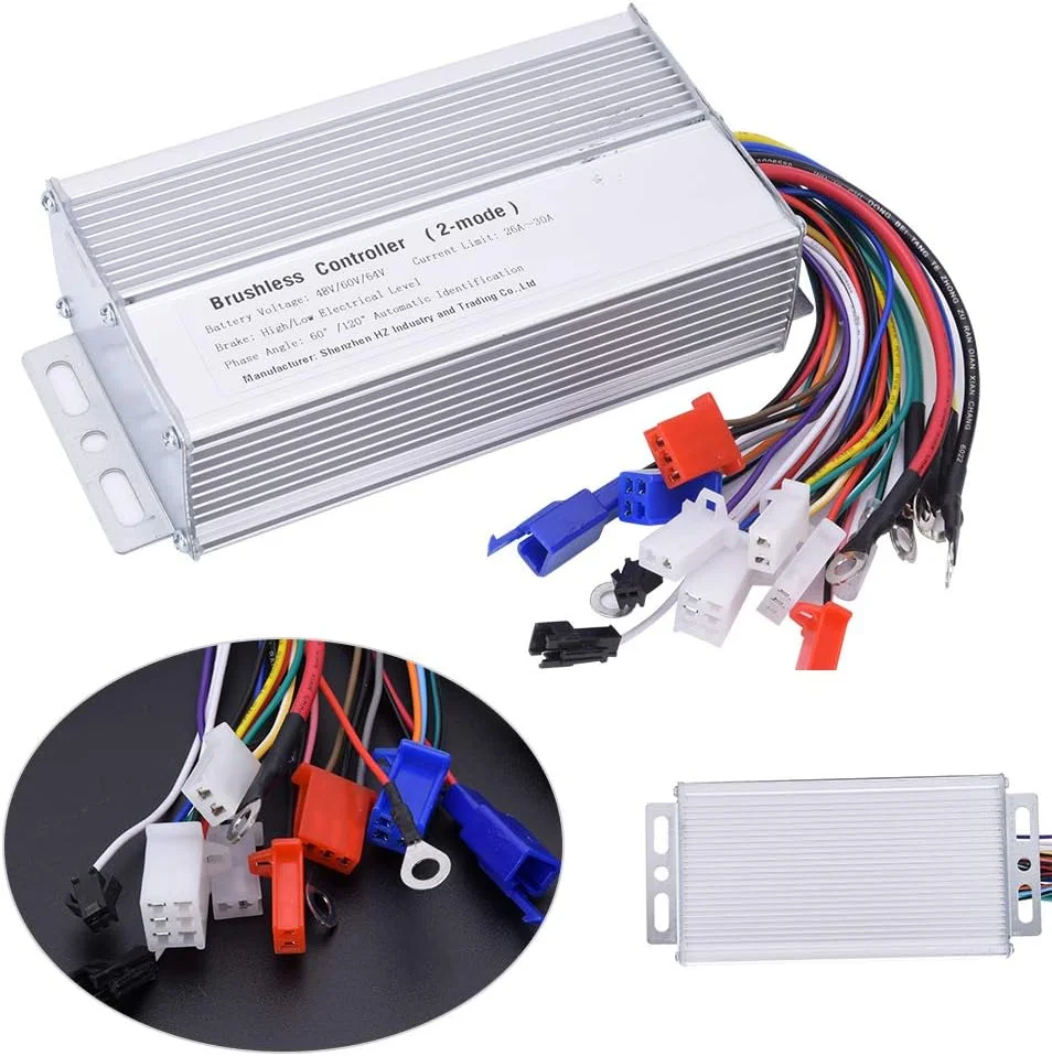 کنترلر موتور براشلس، کنترلر سرعت هوشمند براشلس الکتریکی 48 ولت 60 ولت 64 ولت 1000 وات - 1500 وات برای اسکوتر برقی 12 لوله