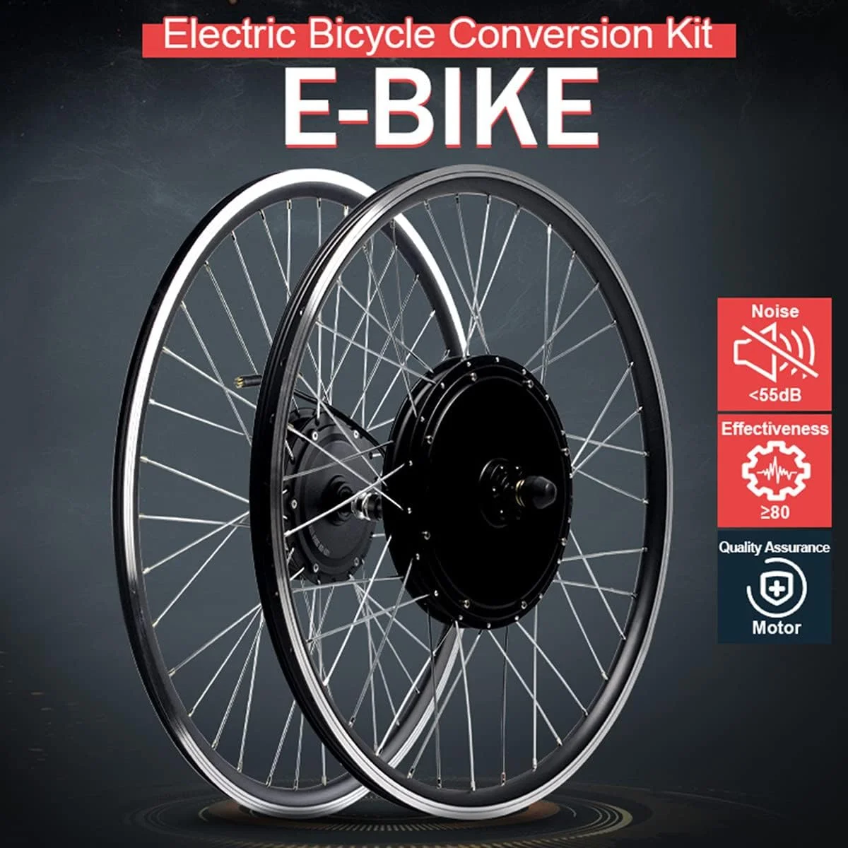 کیت تبدیل دوچرخه برقی چرخ عقب سایزهای 20/24/26/27.5/28/29/700C اینچ، کیت موتور برقی دوچرخه، موتور هاب 36 ولت/48 ولت برای دوچرخه، موتور قدرتمند، 24 اینچ-48 ولت/1500 وات