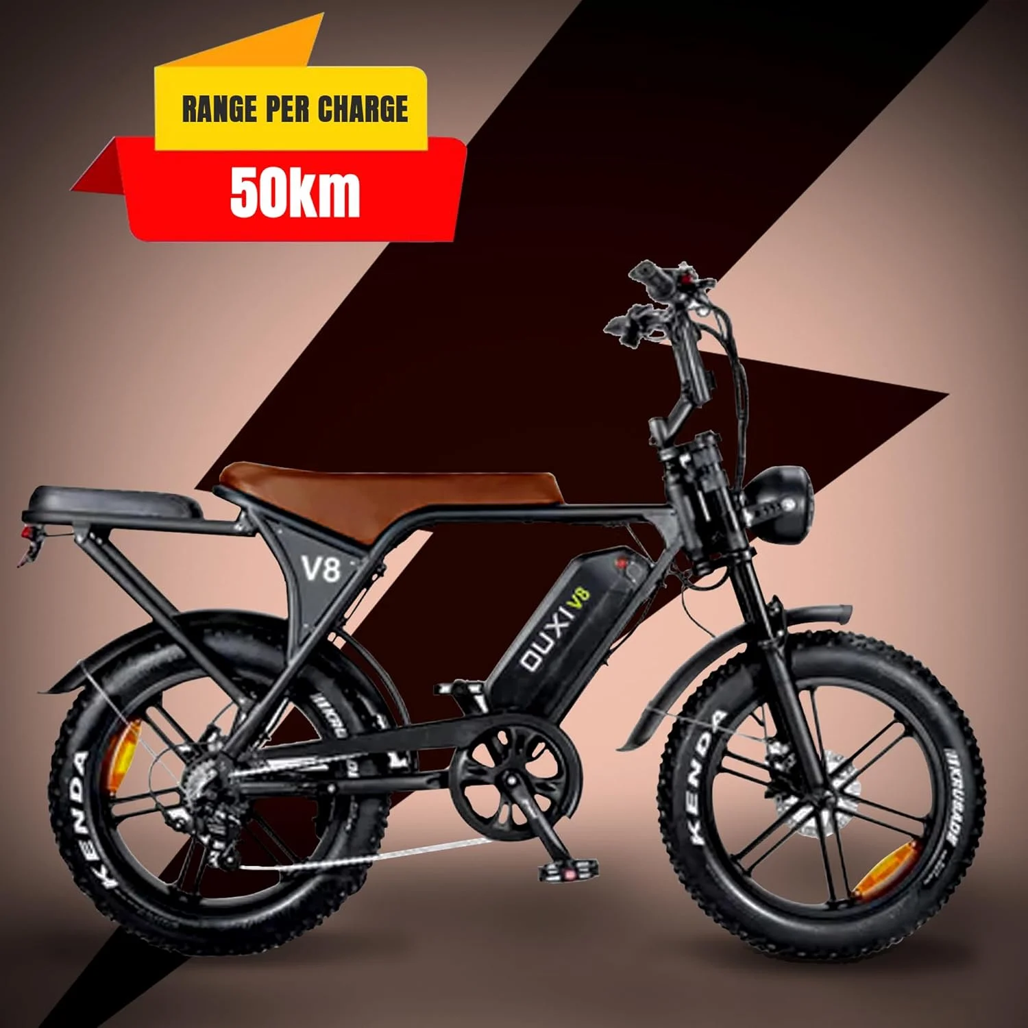 دوچرخه برقی کوهستانی اوکسی، باتری لیتیومی 48 ولت 15 آمپر ساعت، موتور قدرتمند 850-1000 وات، حداکثر سرعت 50 کیلومتر در ساعت، لاستیک های پهن، فریم آلومینیومی سبک وزن، مناسب برای ساحل و شن و ماسه، ترمزهای دیسکی هیدرولیک، ب