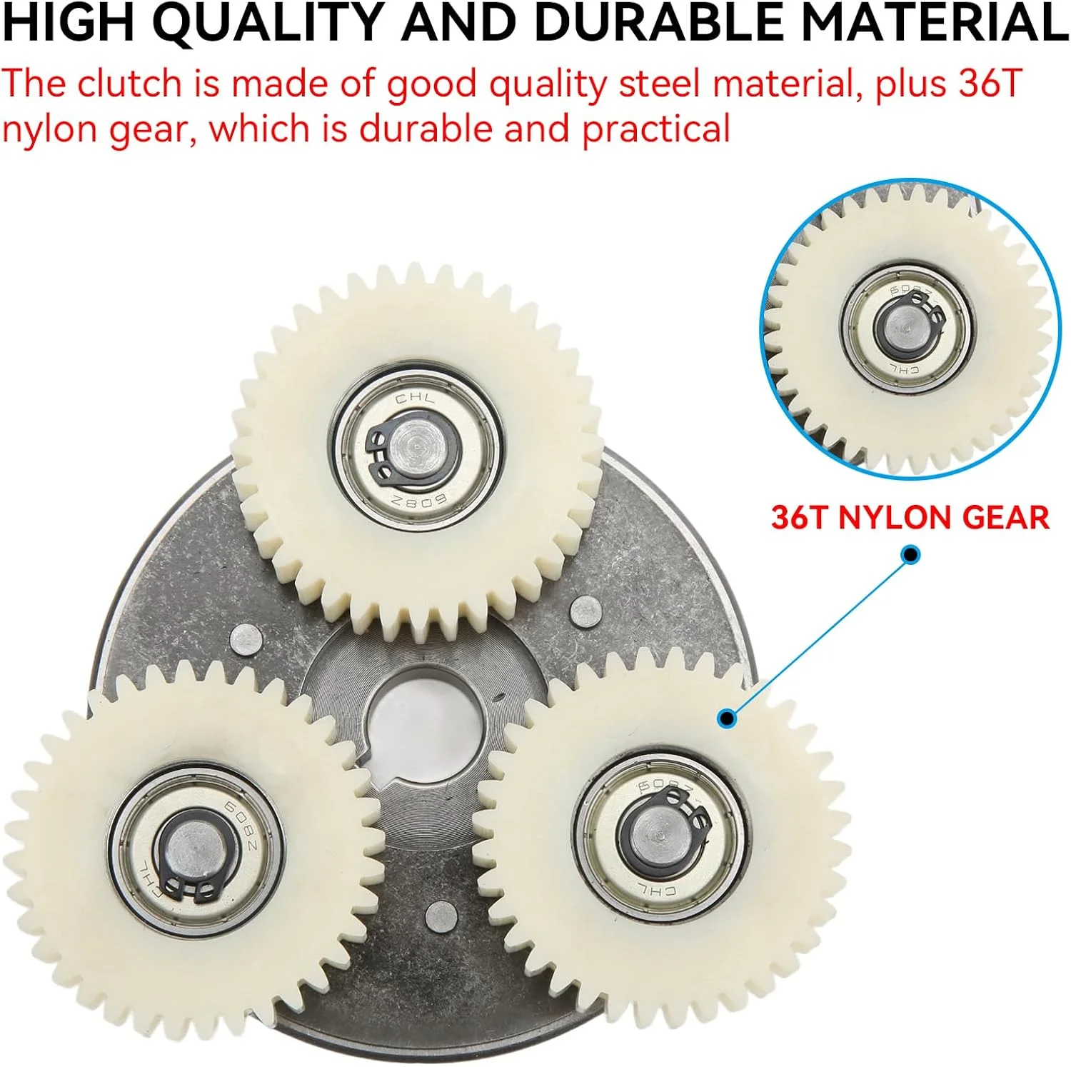 کیت کلاچ دنده موتور دوچرخه برقی، دنده های نایلونی سیاره ای 36T لوازم جانبی دوچرخه برقی برای دوچرخه برقی بافانگ 500W 750W، جایگزینی برای دنده فلزی جامد موتور بافانگ