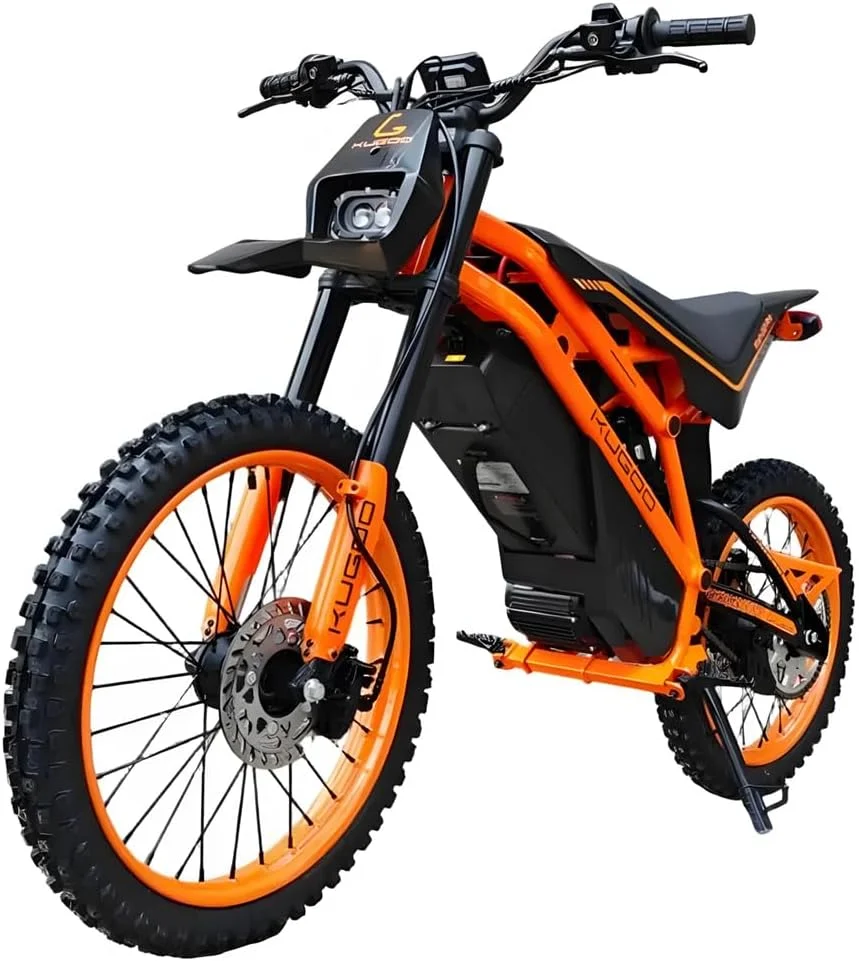 موتور کراس برقی کوگو Wish 02 Pro، موتور 2500 وات، حداکثر سرعت 70 کیلومتر در ساعت، برد 50-60 کیلومتر، مشکی نارنجی