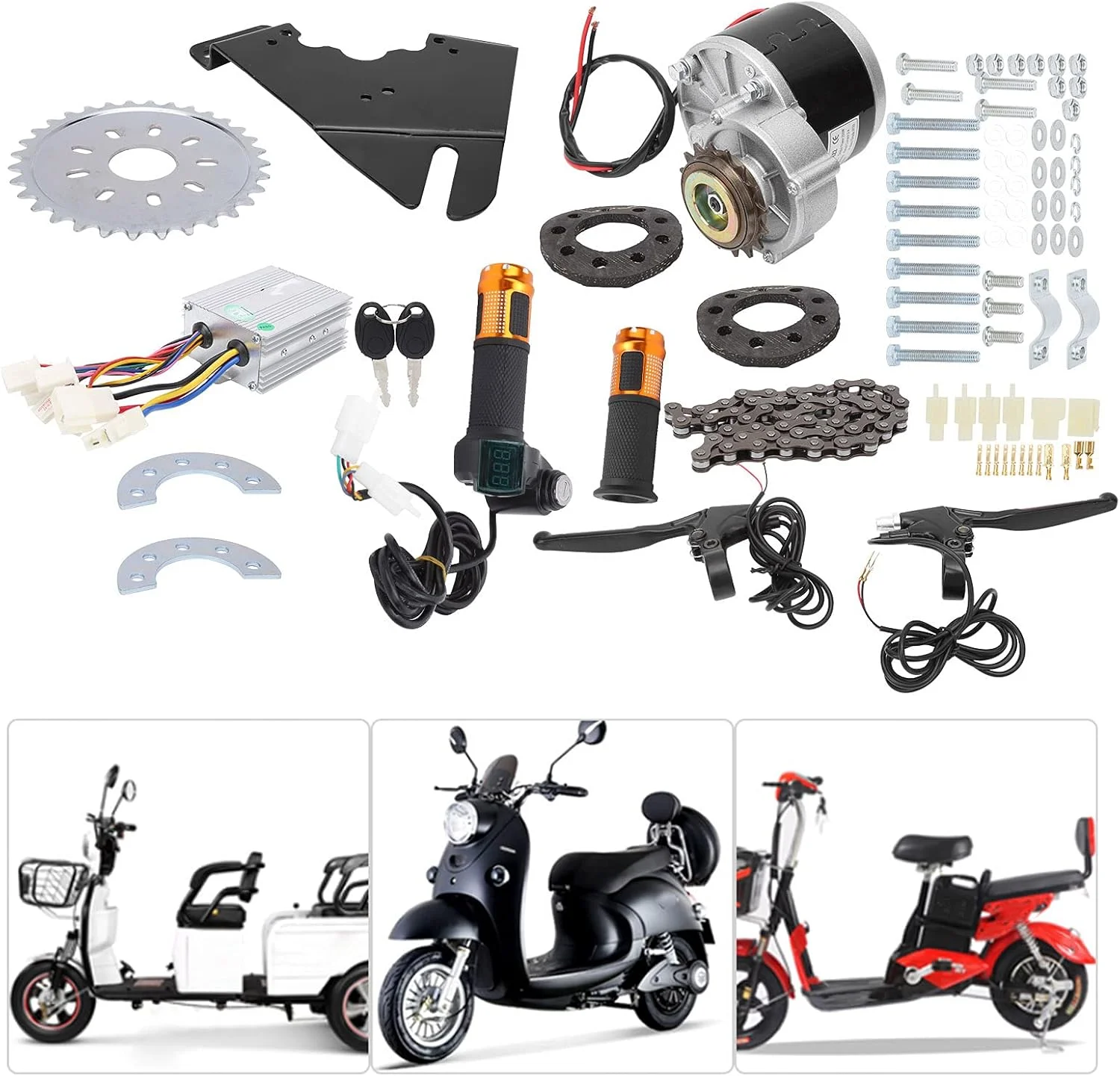 کیت کنترلر موتور، کیت تبدیل برقی 36 ولت 250 وات، کیت کنترلر موتور براش موتور الکتروموبیل، مجموعه تبدیل دوچرخه الکترونیکی DIY برای
